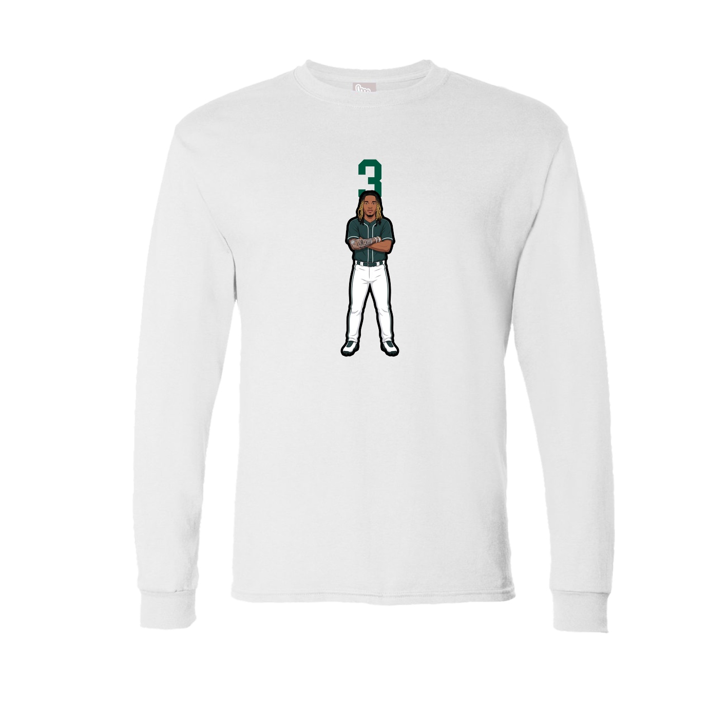 Long Sleeve Tee — Number Top in White