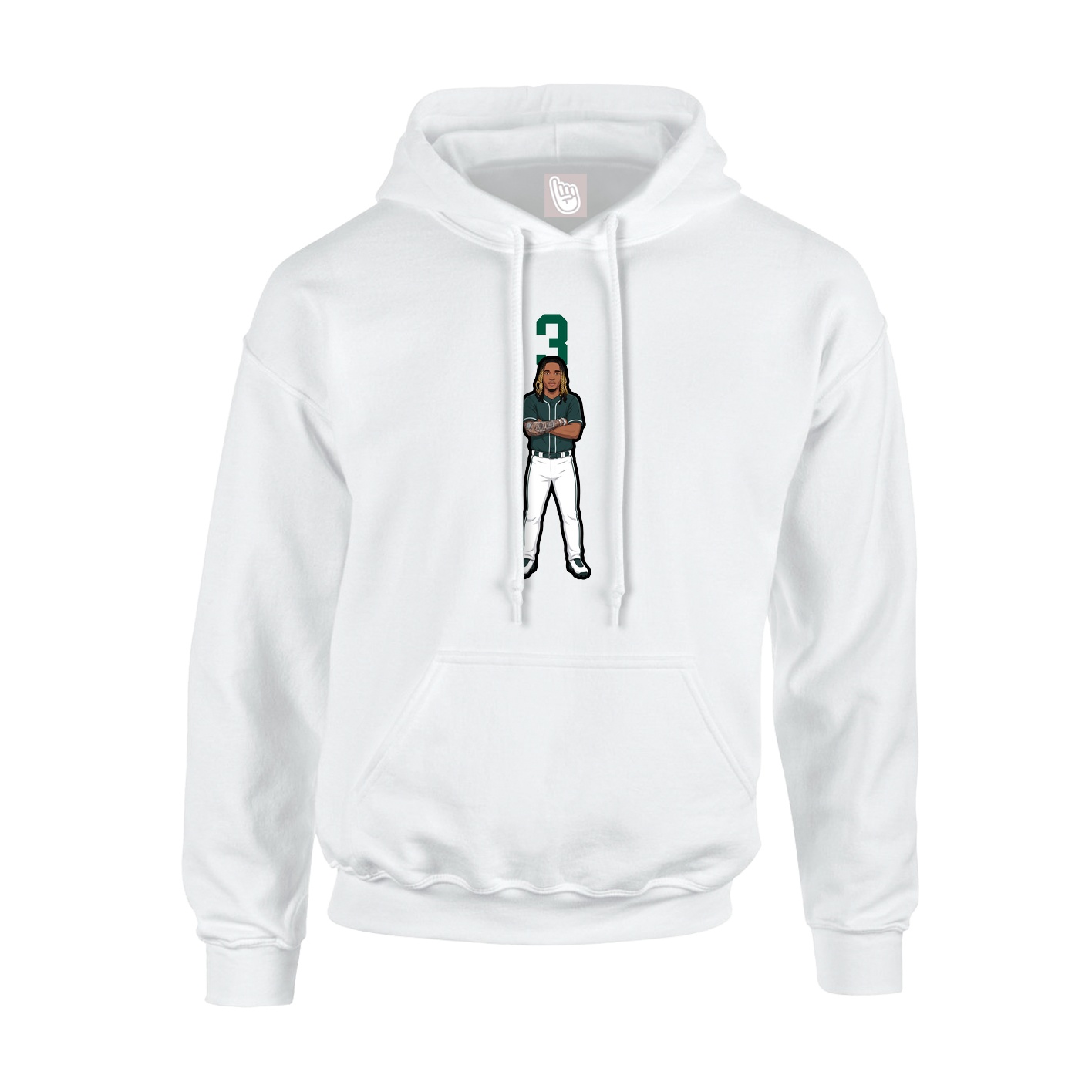 Youth Hoodie — Number Top in White