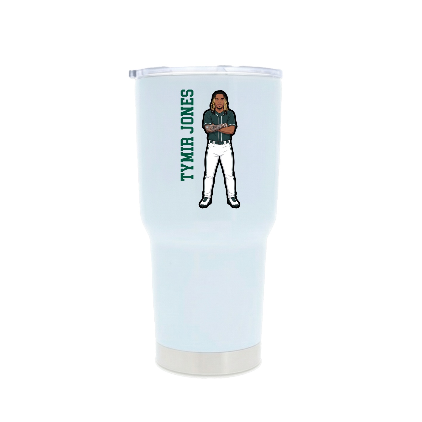 30oz Stainless Steel Tumbler — Name Vertical in White