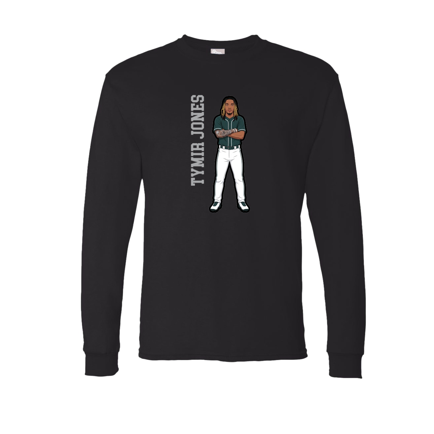 Long Sleeve Tee — Name Vertical in Black