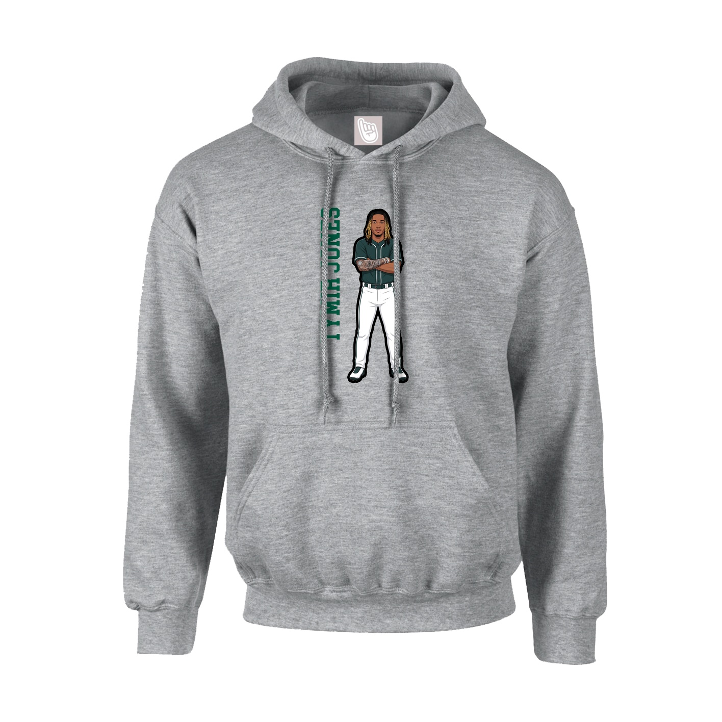 Youth Hoodie — Name Vertical in Grey