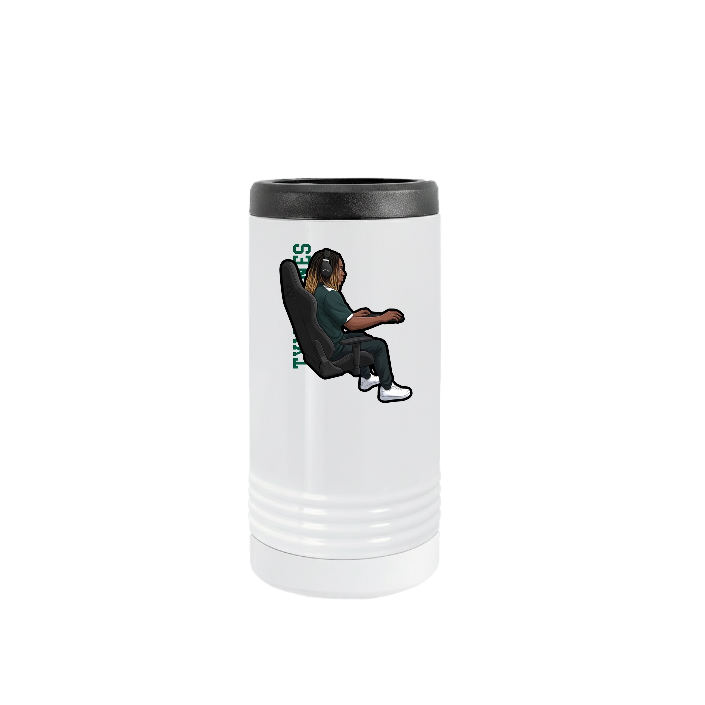 Slim Beverage Holder — Name Vertical in White