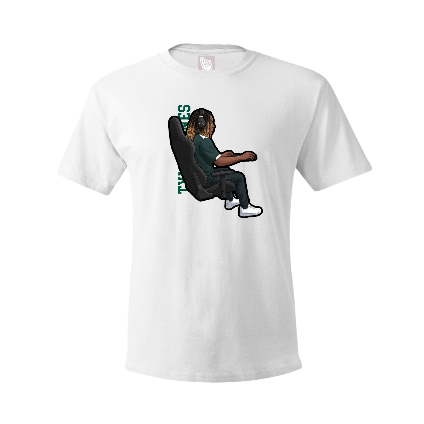 Youth Tee — Name Vertical in White