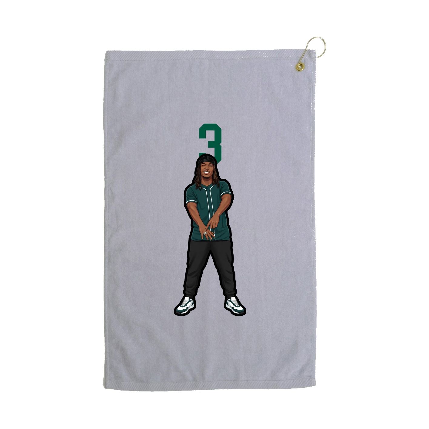 Golf Towel — Number Top in Grey