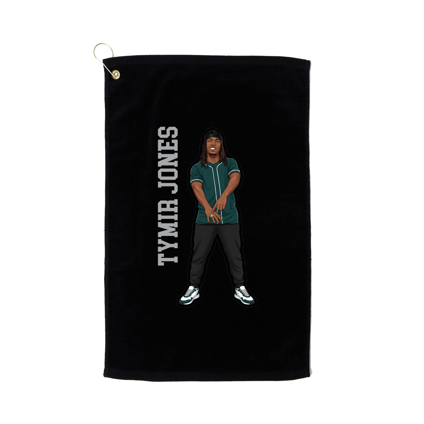 Golf Towel — Name Vertical in Black