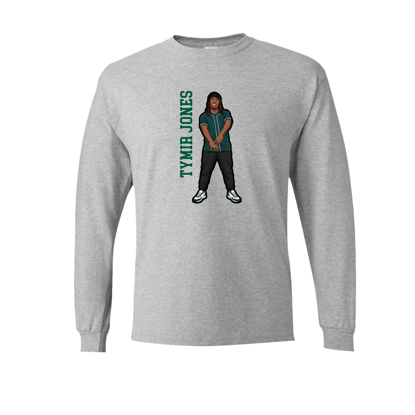 Long Sleeve Tee — Name Vertical in Grey