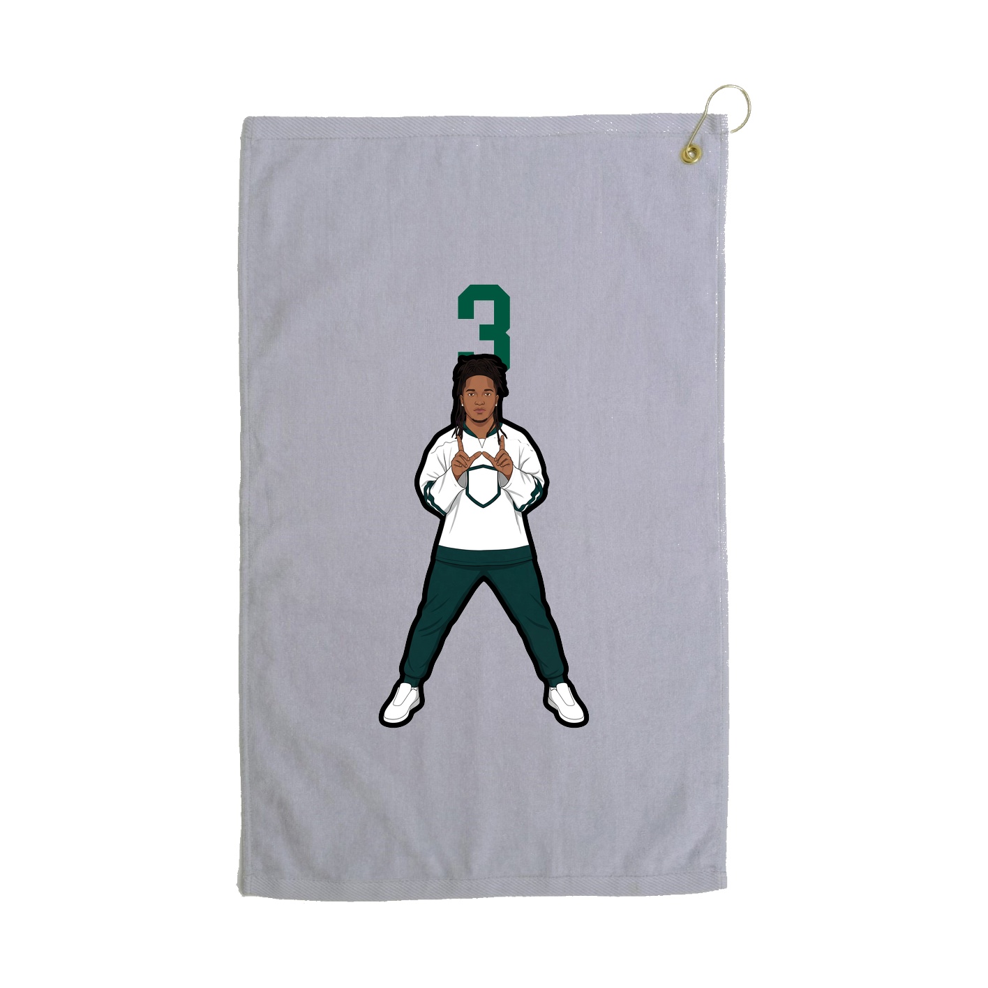 Golf Towel — Number Top in Grey