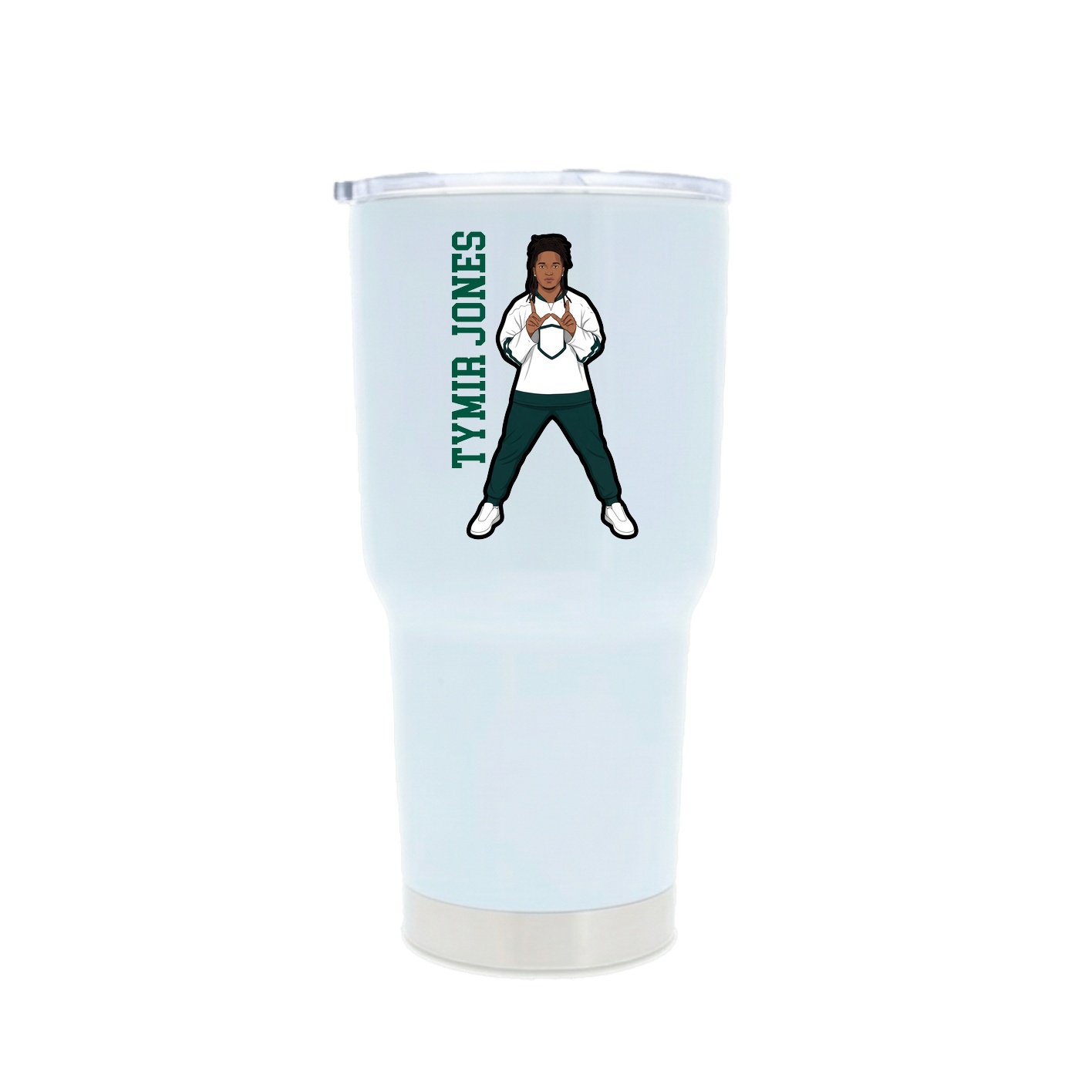 30oz Stainless Steel Tumbler — Name Vertical in White