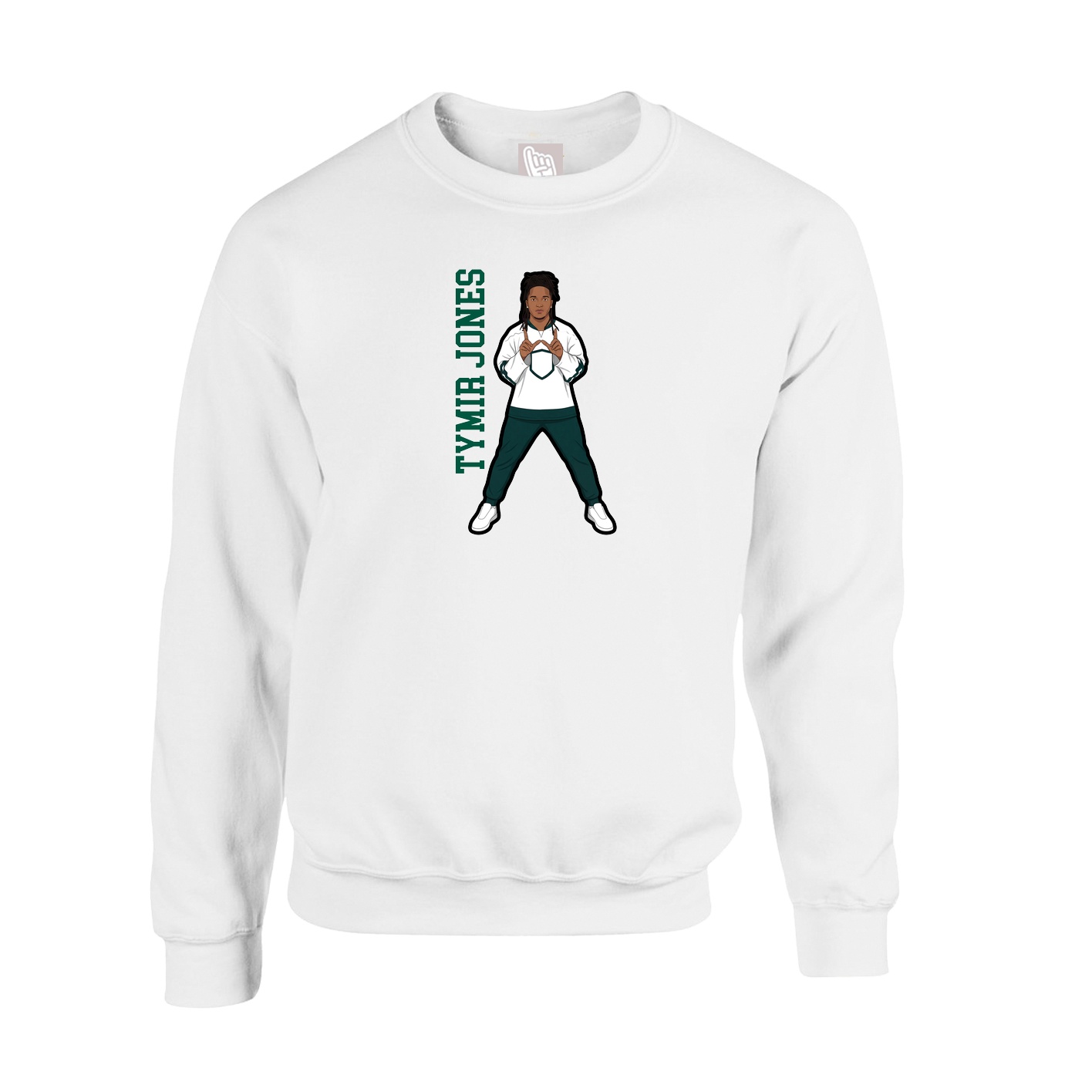 Fleece Crew — Name Vertical in White