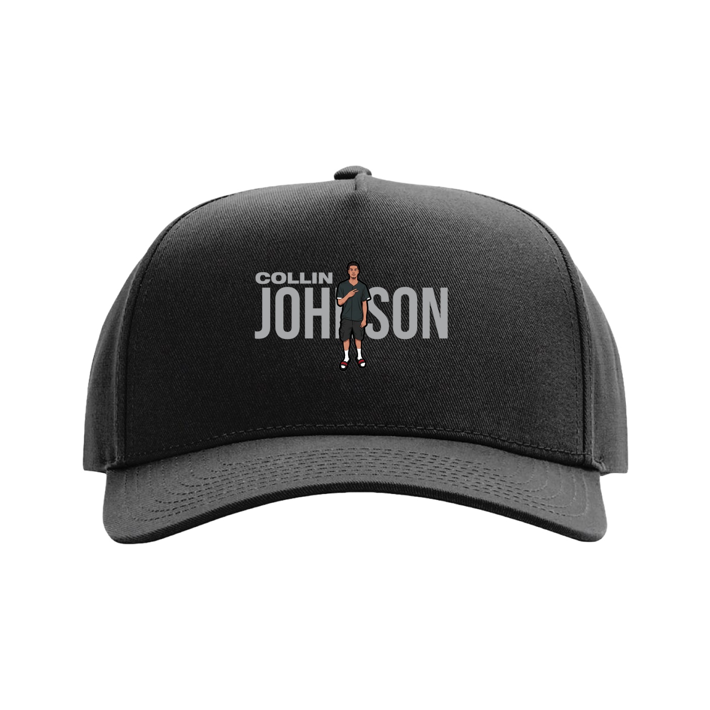Full Fabric Five-Panel Champ Cap — Player Name in Black