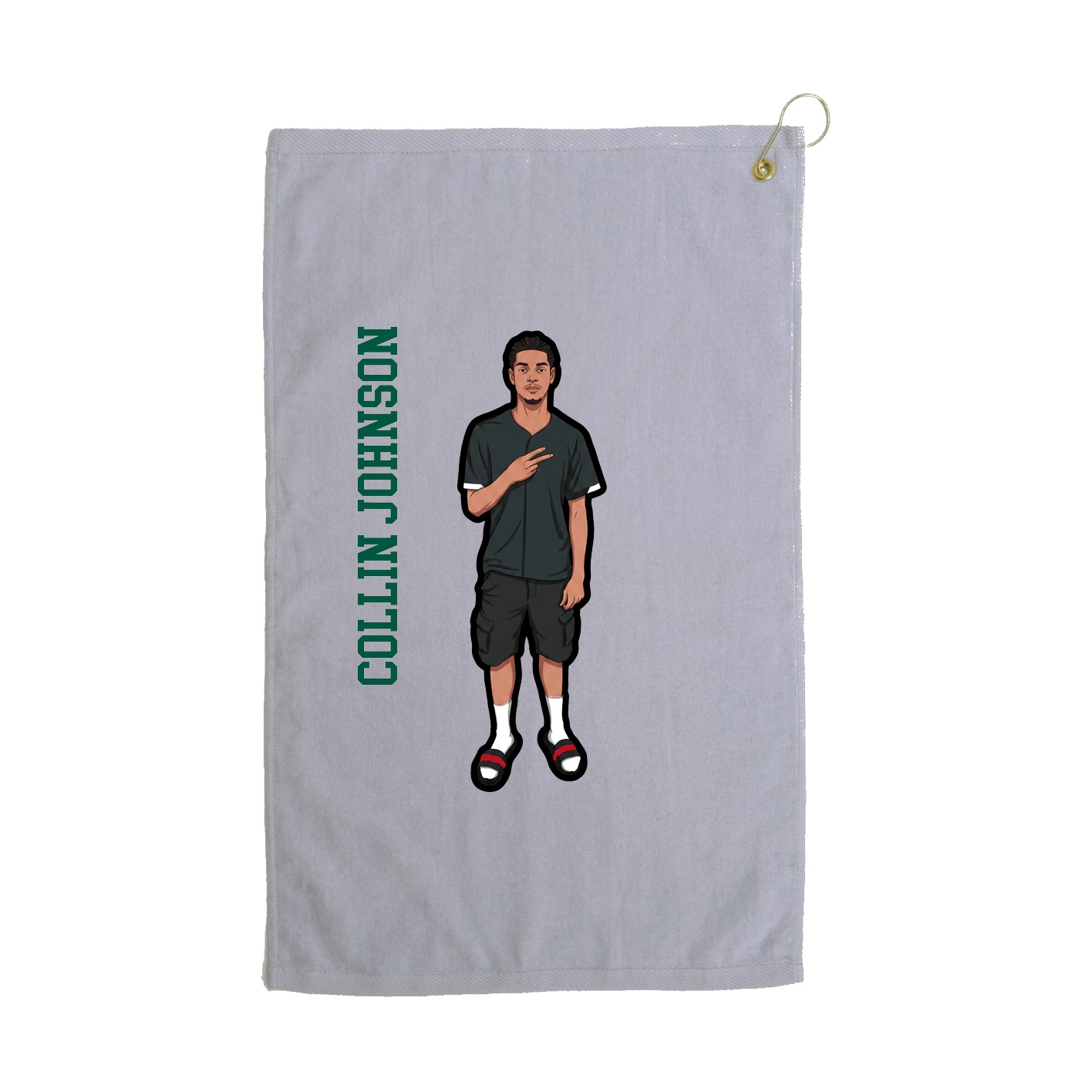 Golf Towel — Name Vertical in Grey