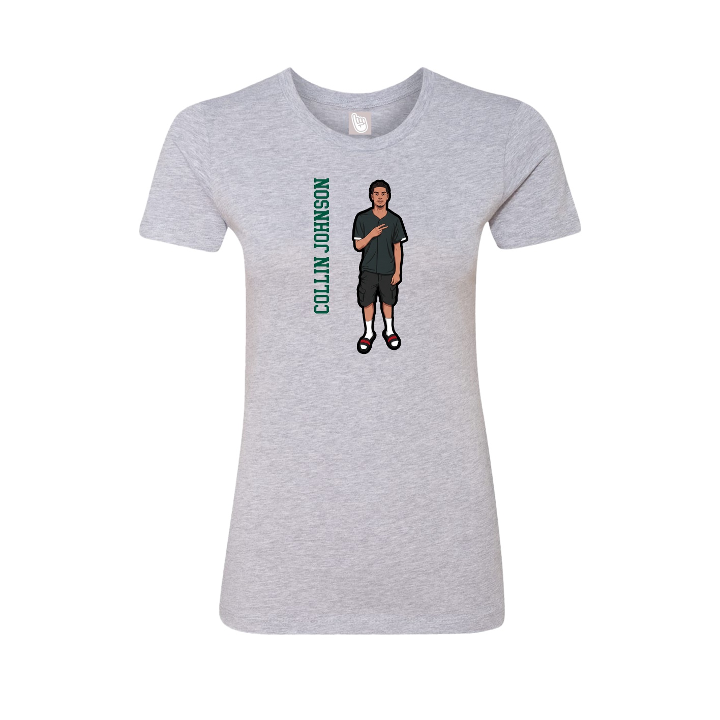 Fitted Women's Tee — Name Vertical in Grey