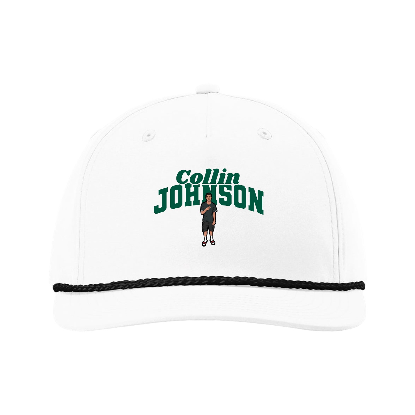 Five-Panel Classic Rope Cap — Signature Arch in White