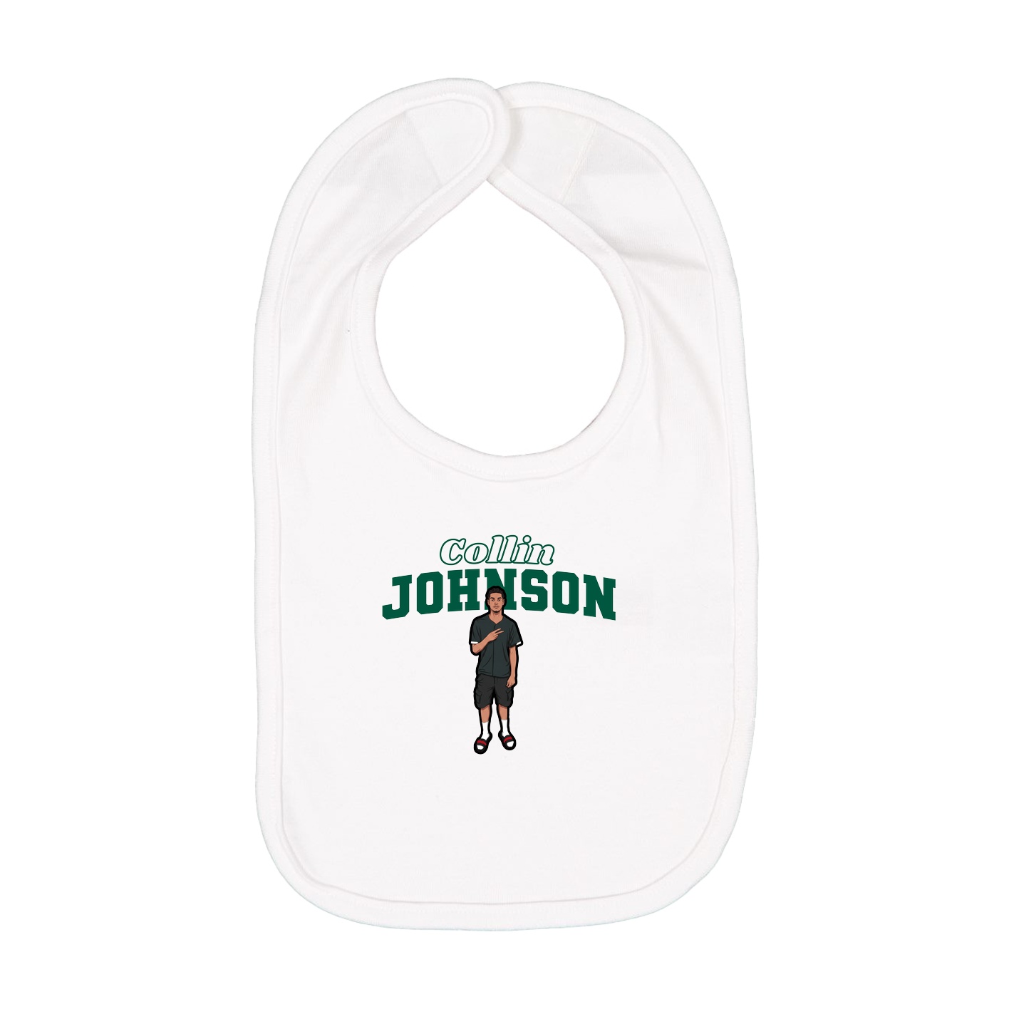 Infant Bib — Name Arch in White