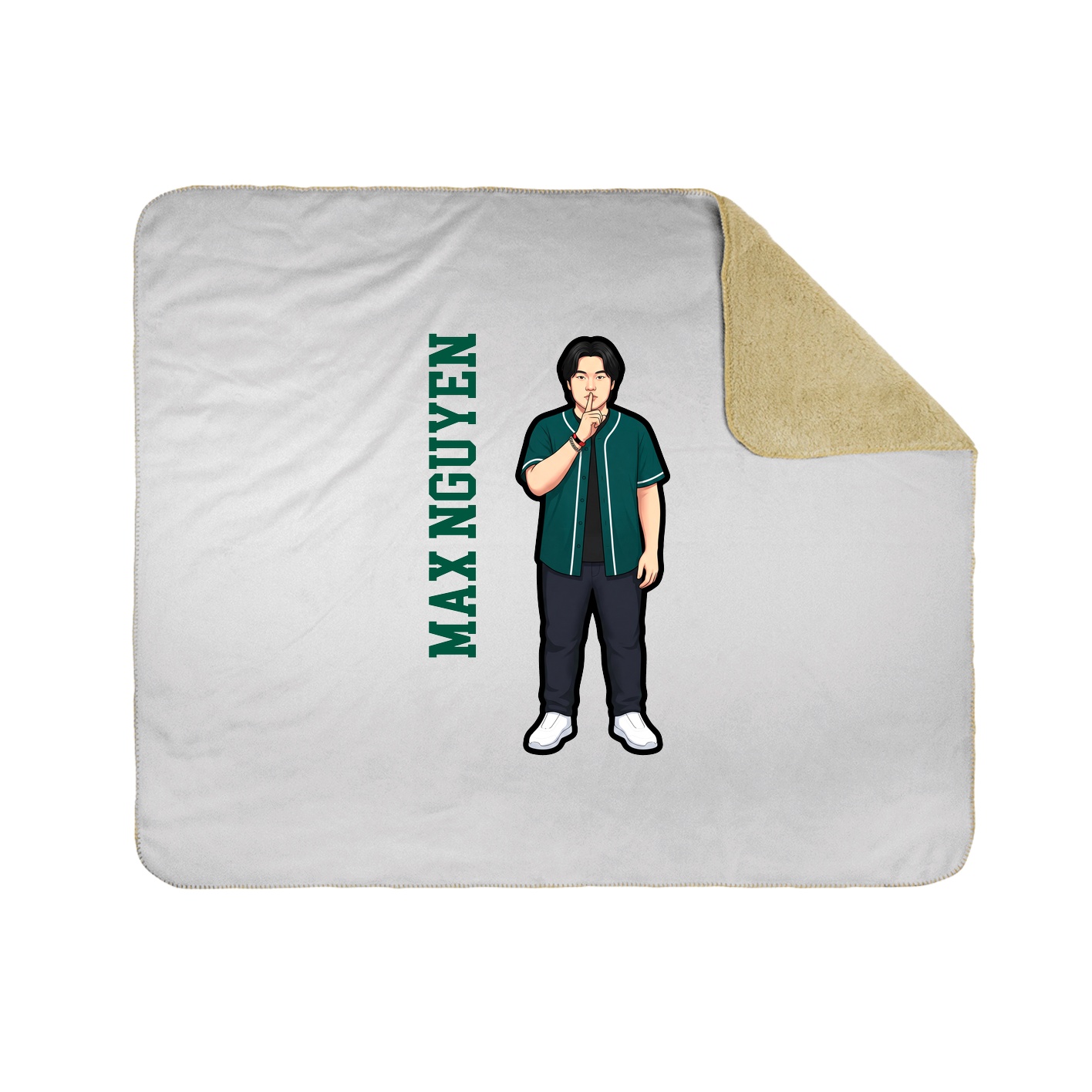 Throw Blanket — Name Vertical in White