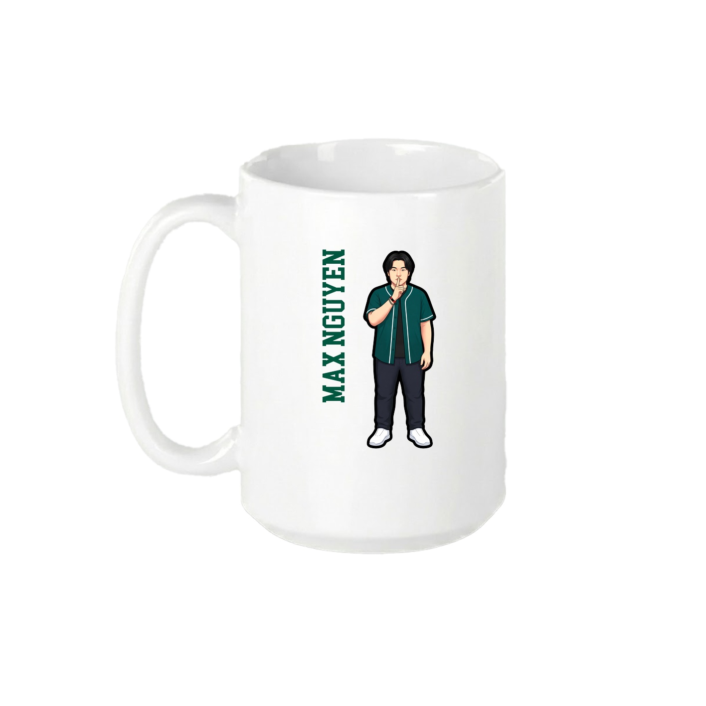 15oz Coffee Mug — Name Vertical in White