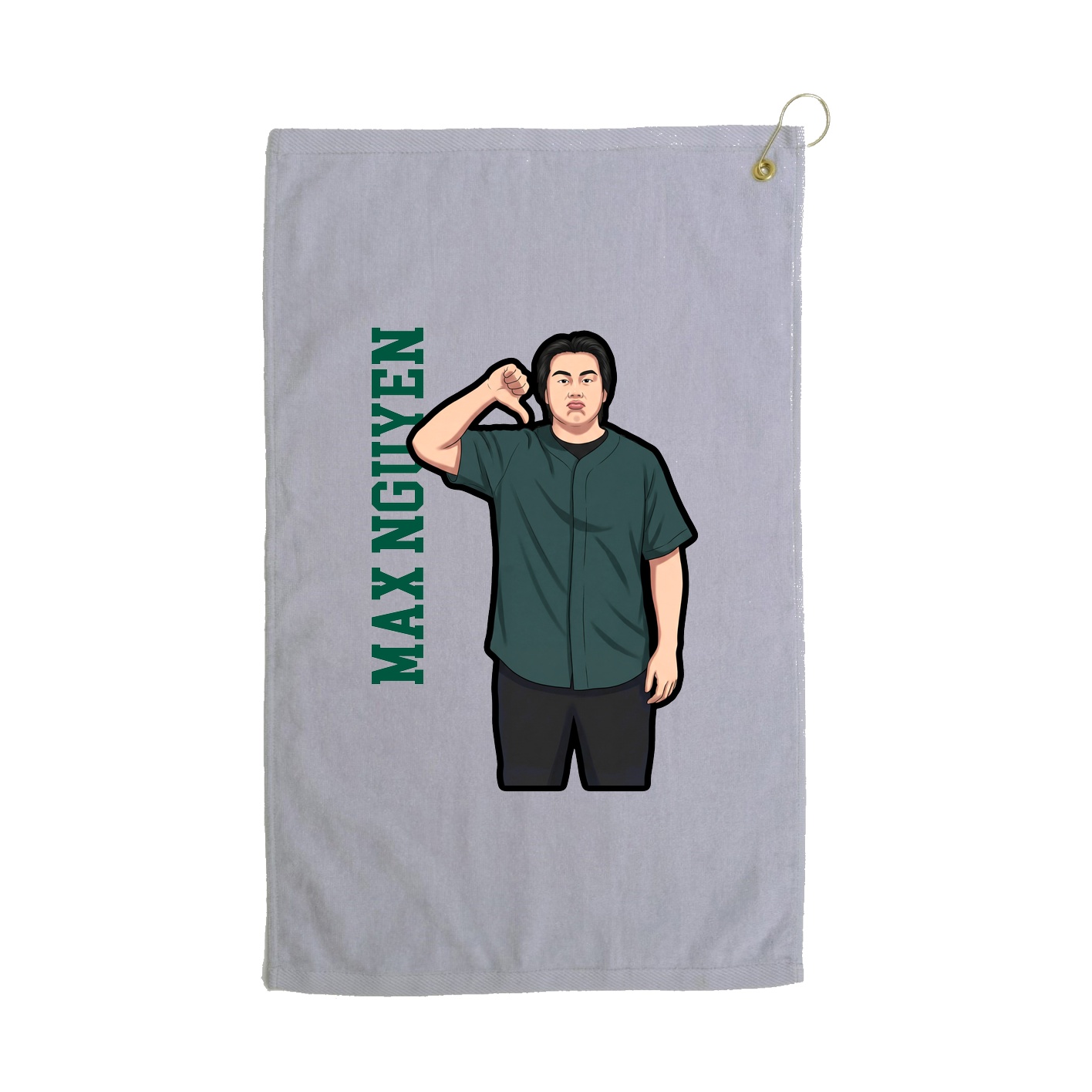Golf Towel — Name Vertical in Grey