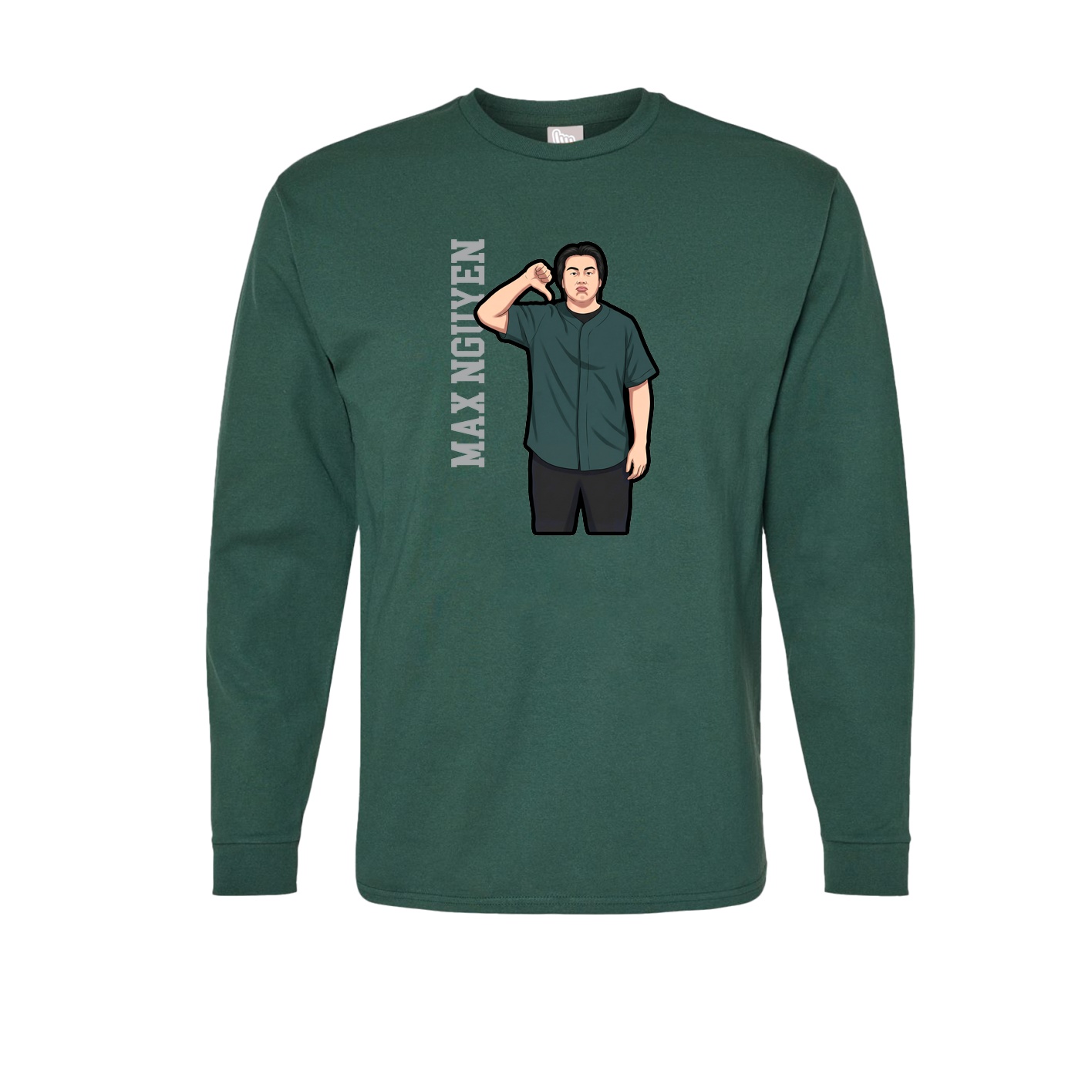 Long Sleeve Tee — Name Vertical in Green