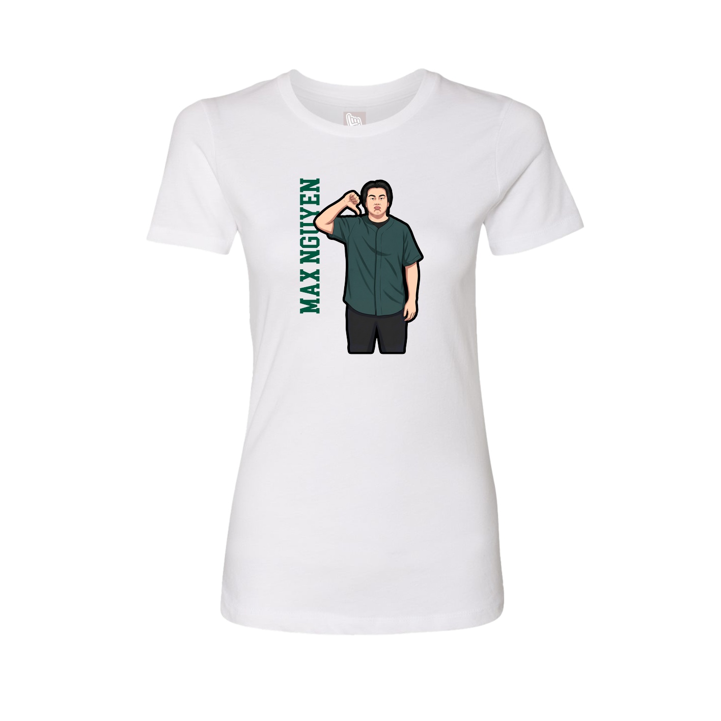 Fitted Women's Tee — Name Vertical in White