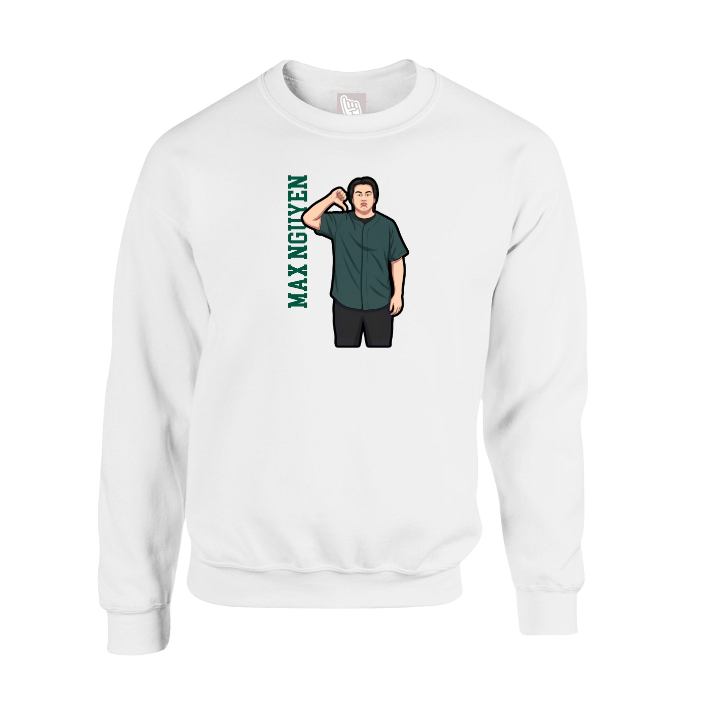Fleece Crew — Name Vertical in White
