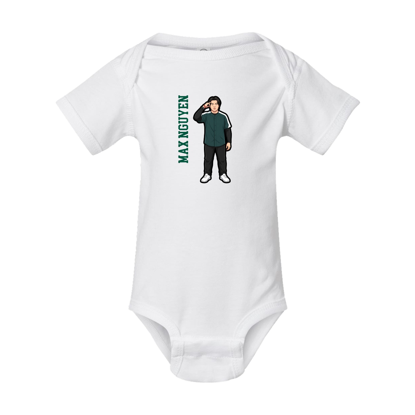 Baby Onesie — Name Vertical in White