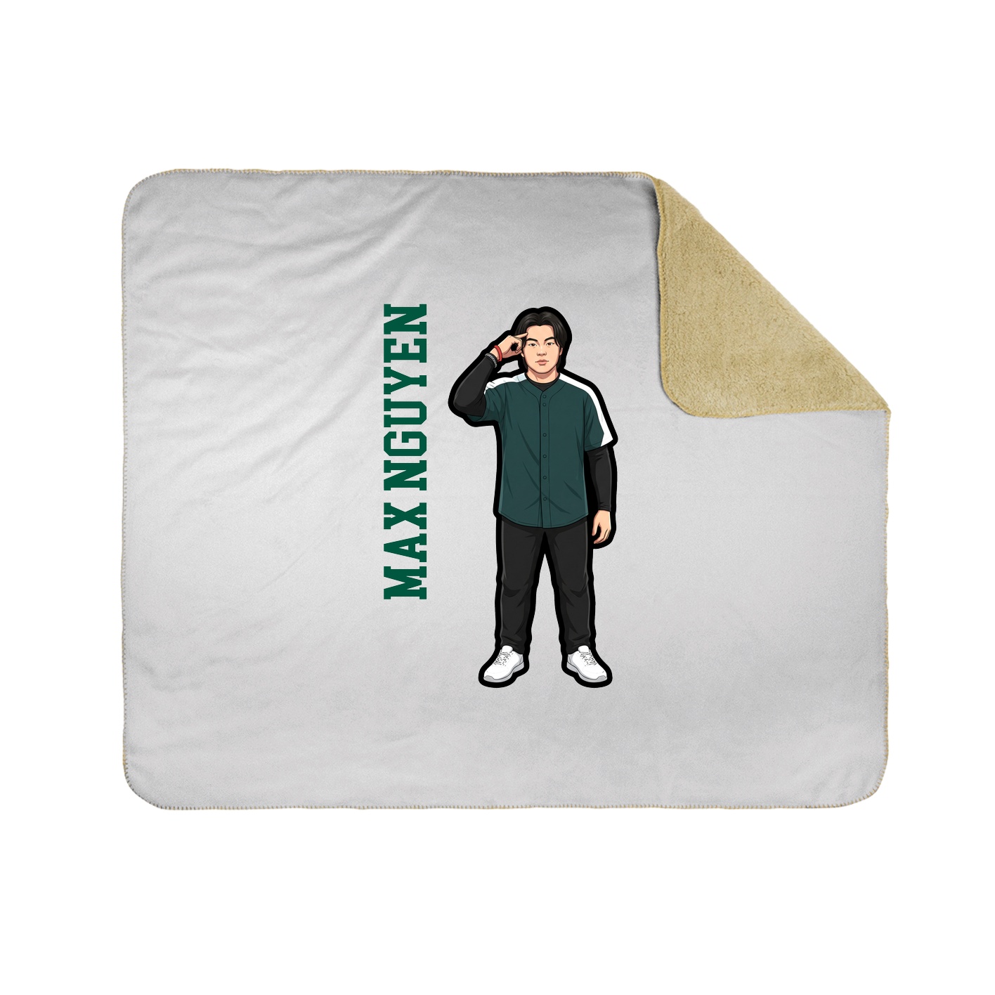 Throw Blanket — Name Vertical in White