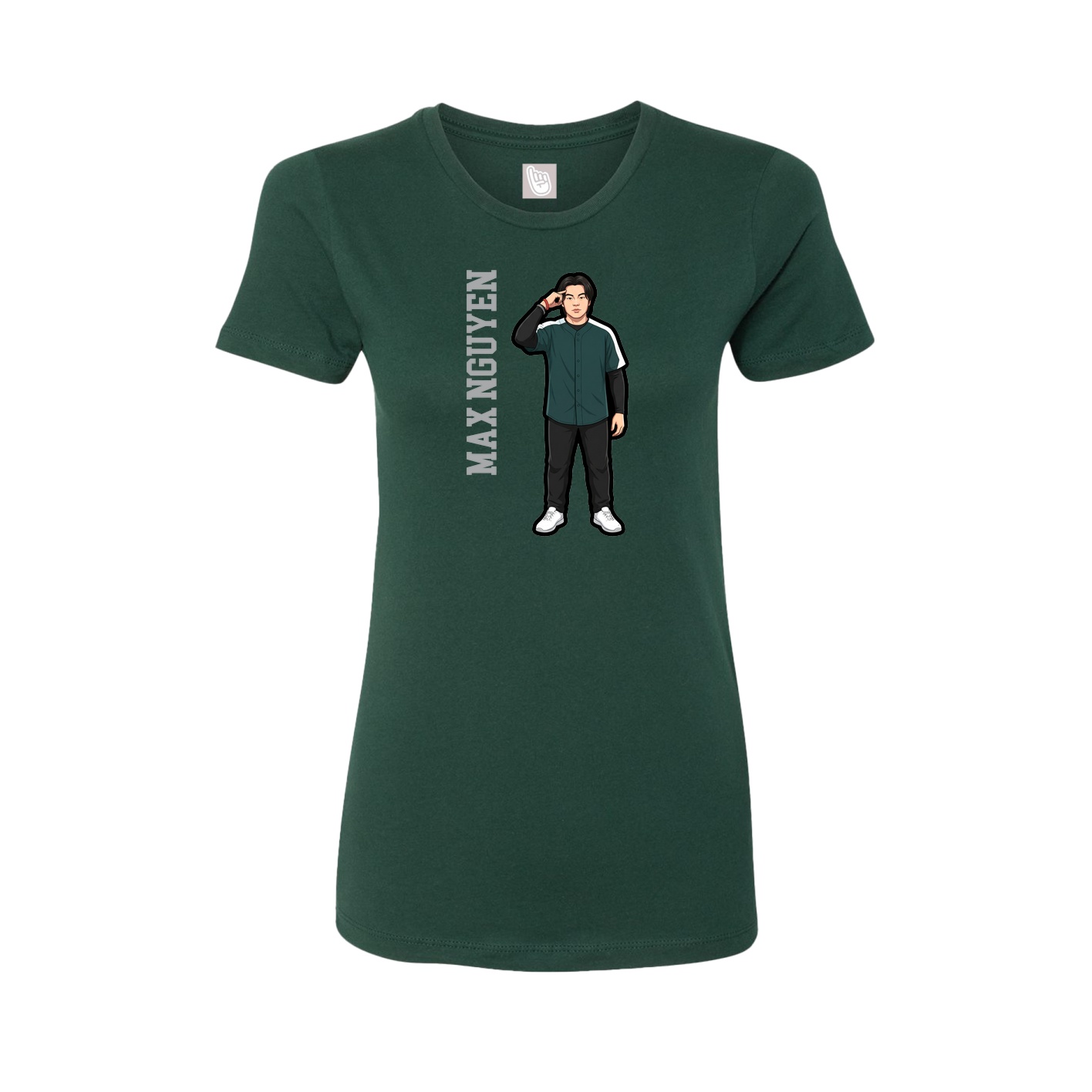 Fitted Women's Tee — Name Vertical in Green