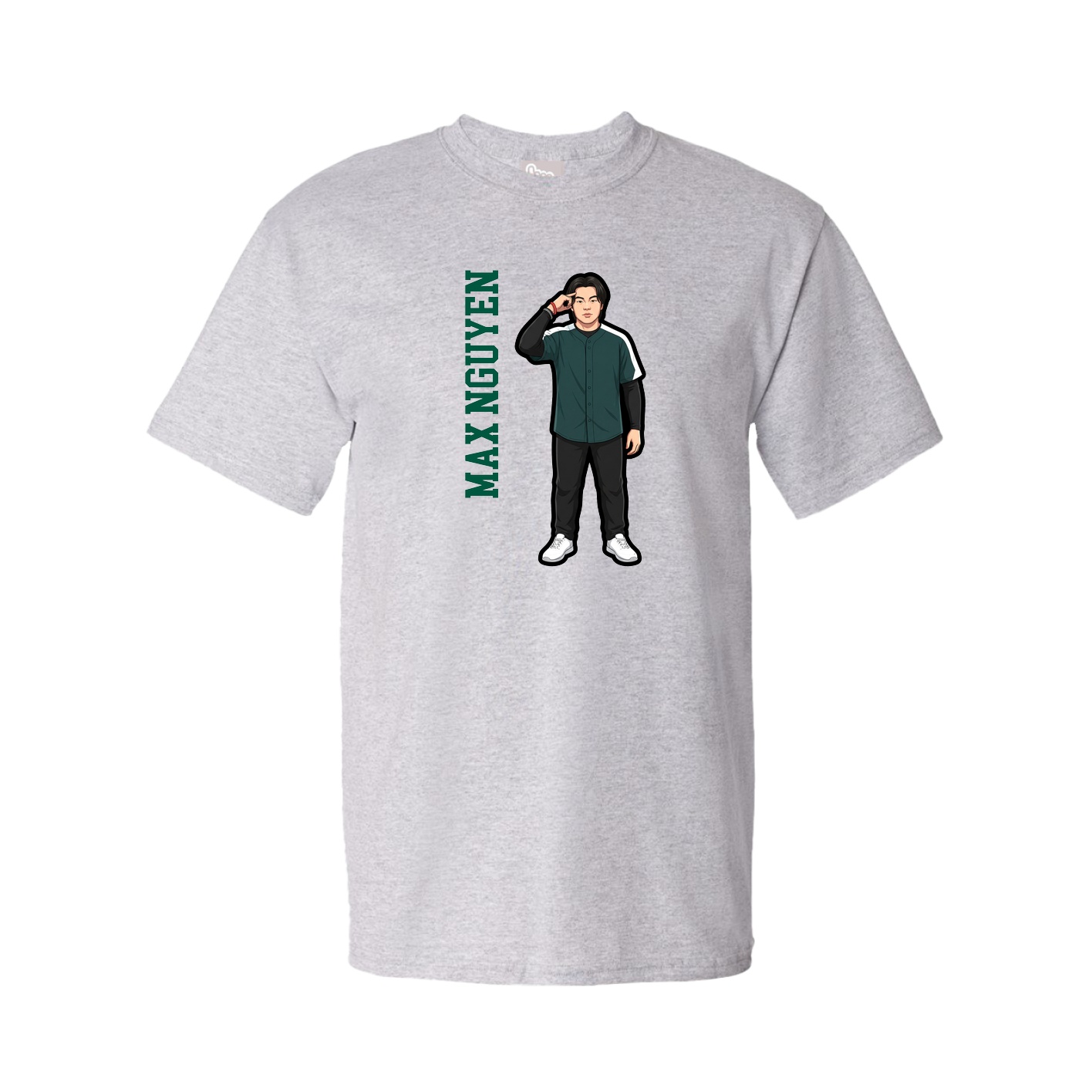Youth Tee — Name Vertical in Grey