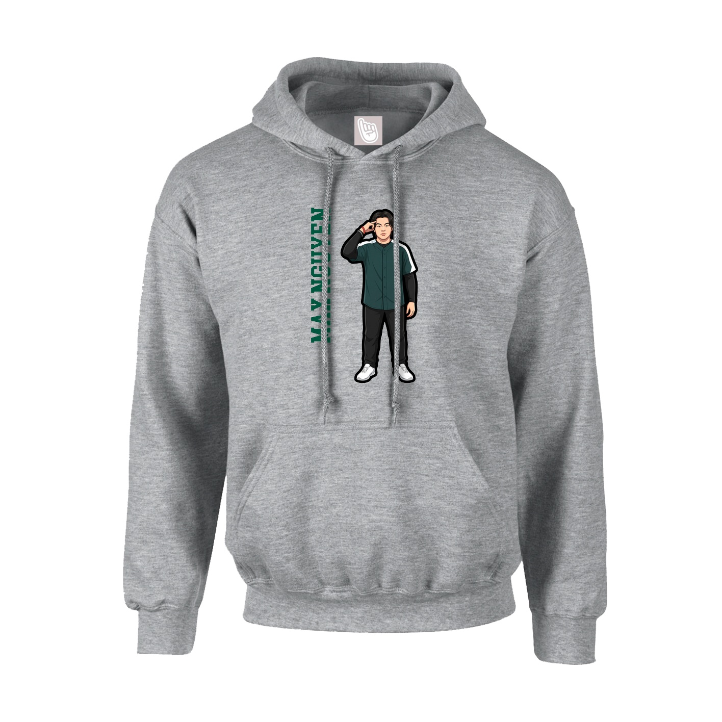 Youth Hoodie — Name Vertical in Grey