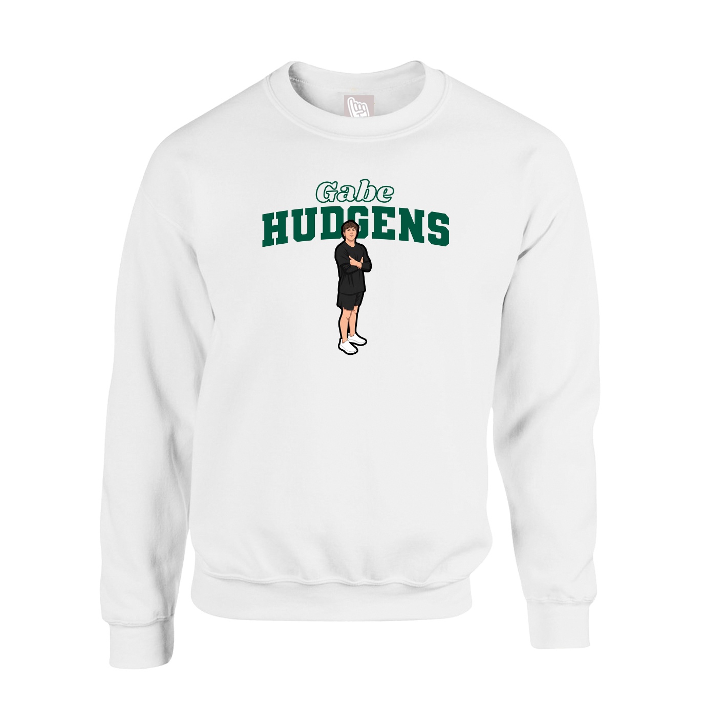Fleece Crew — Name Arch in White