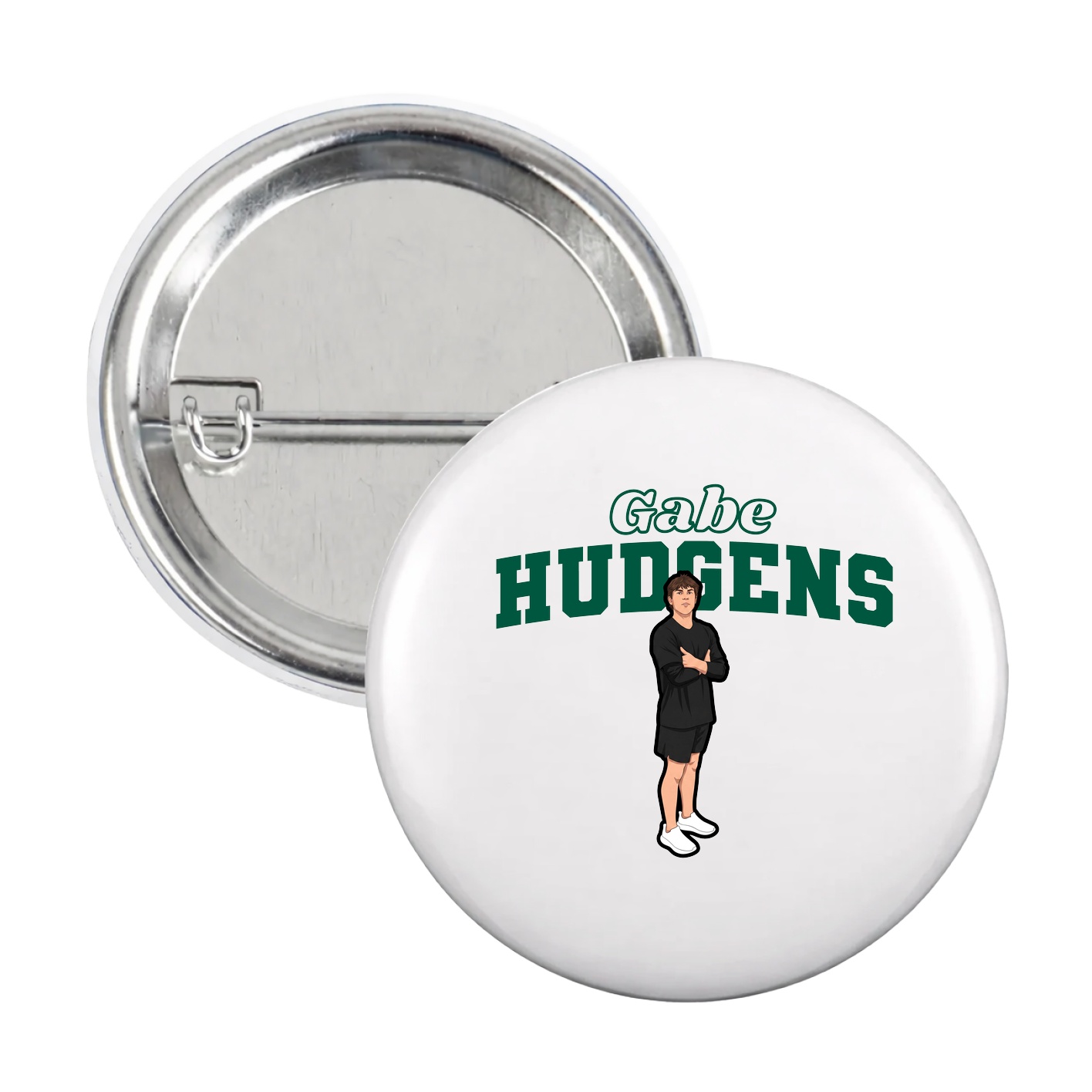 Game Day Button — Name Arch in White