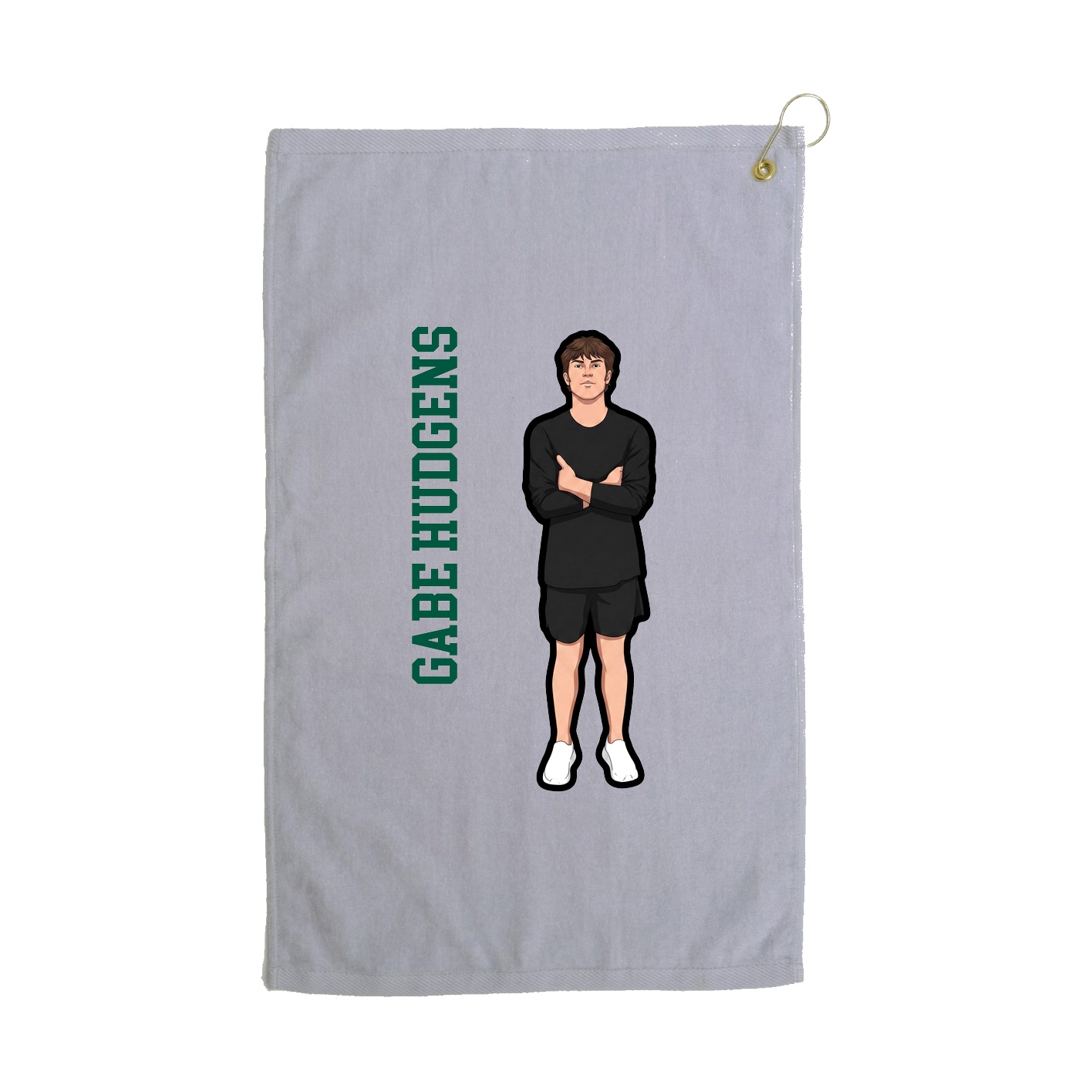 Golf Towel — Name Vertical in Grey