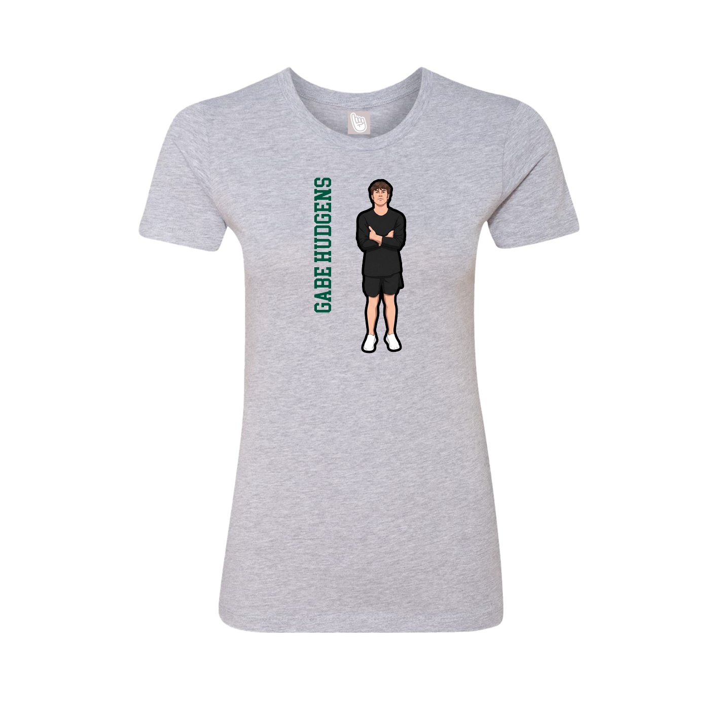 Fitted Women's Tee — Name Vertical in Grey