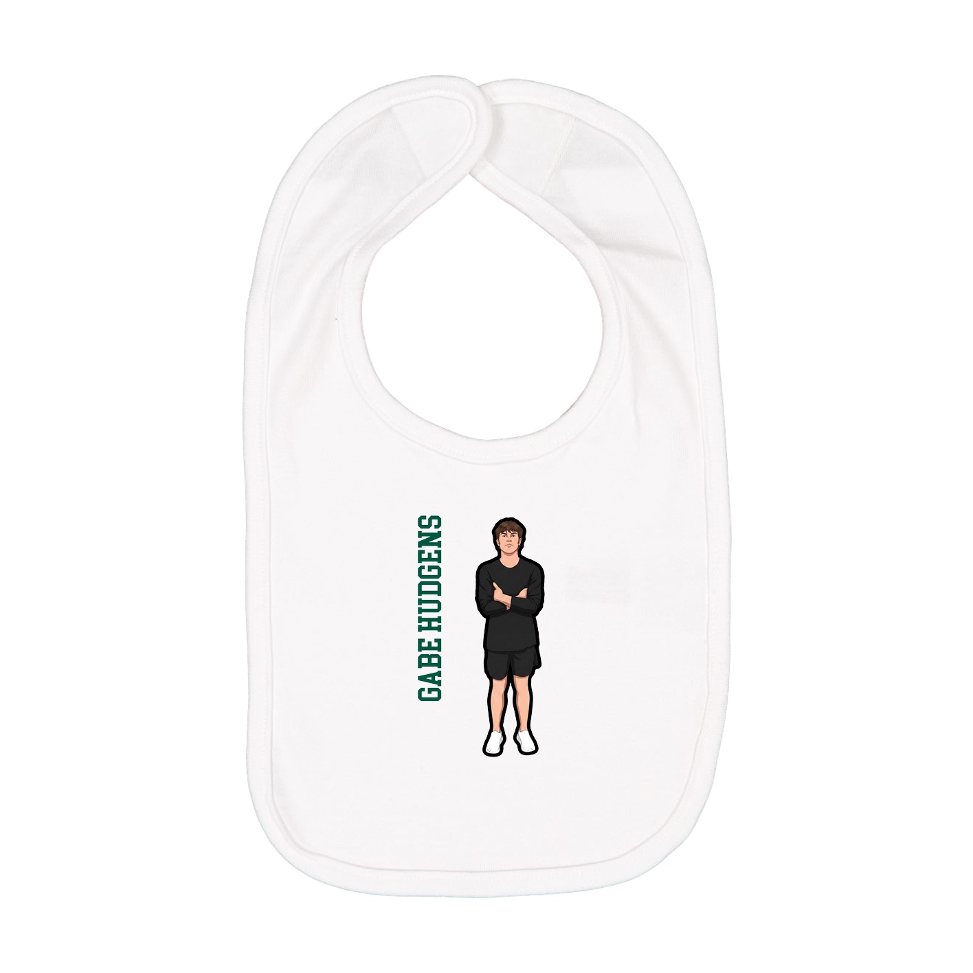 Infant Bib — Name Vertical in White