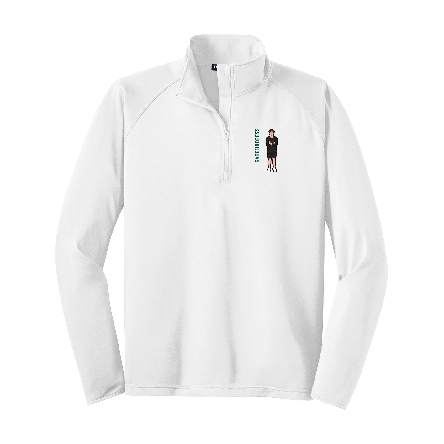 Q-Zip Pullover — Name Vertical in White