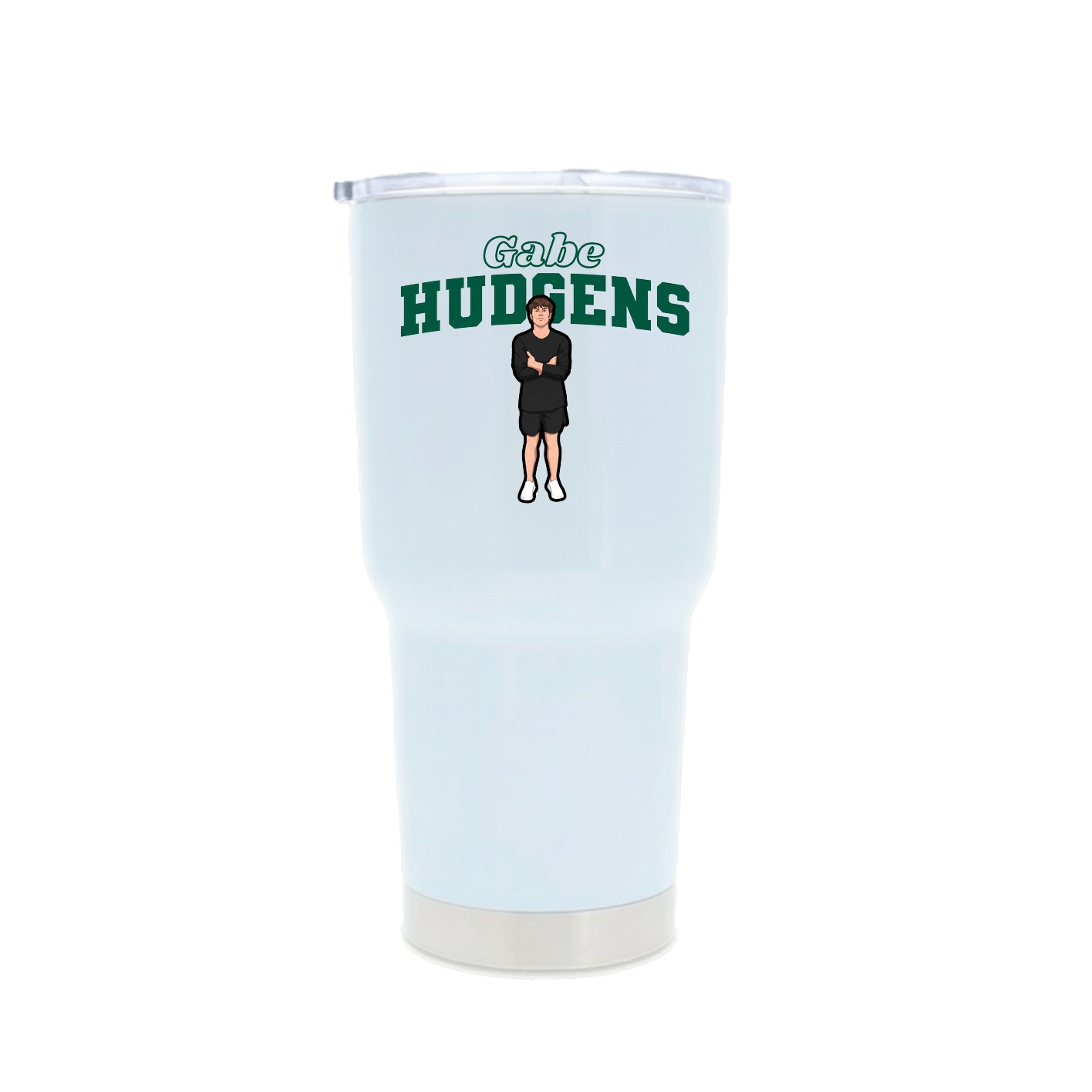 30oz Stainless Steel Tumbler — Name Arch in White