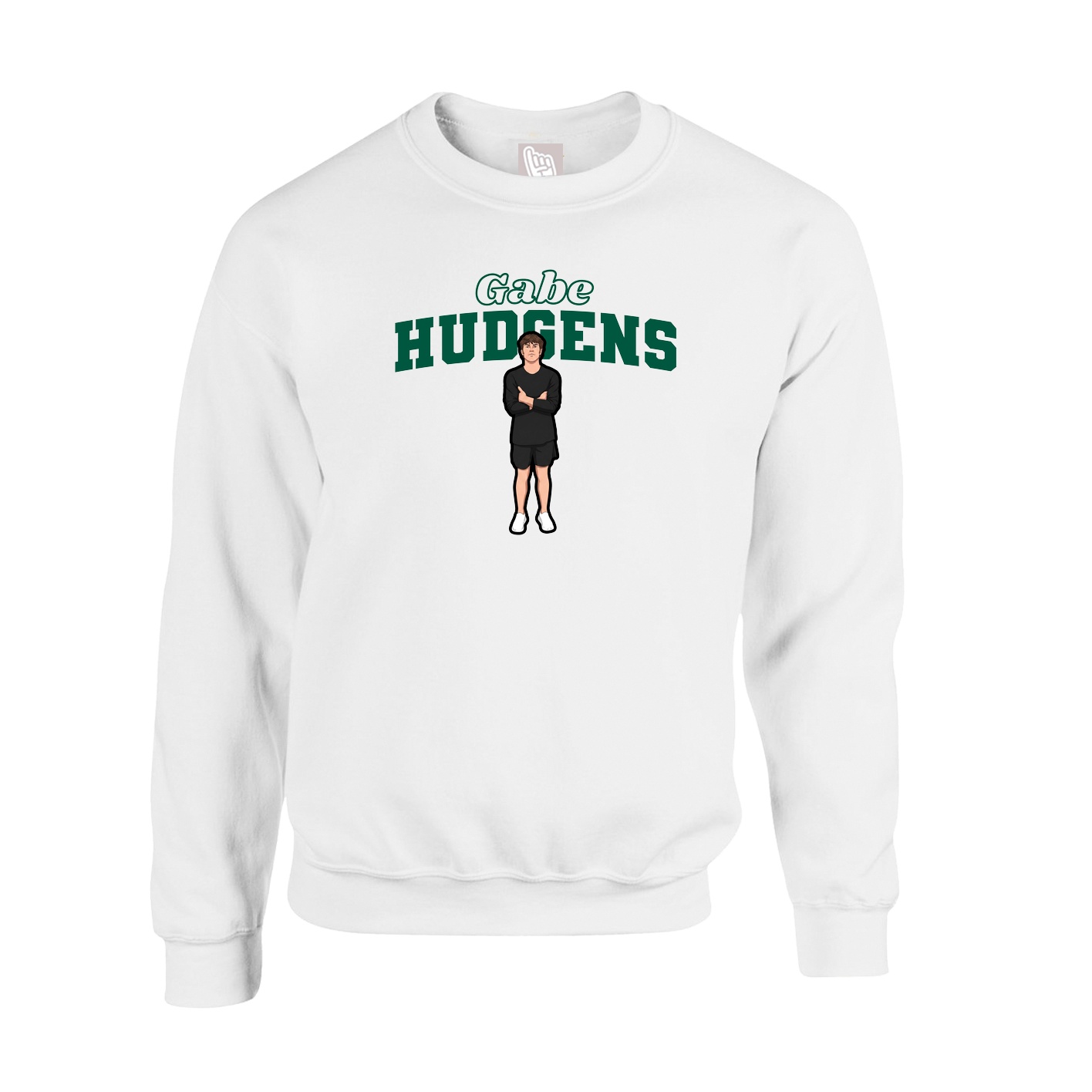 Fleece Crew — Name Arch in White