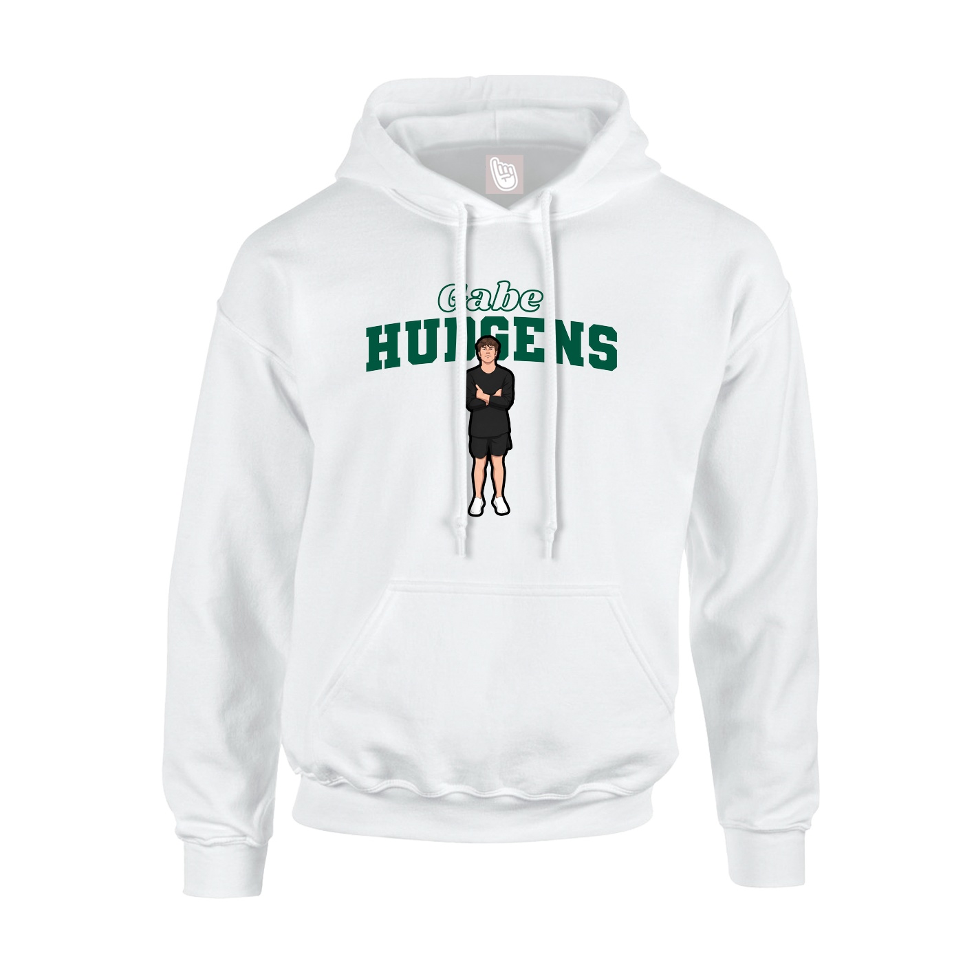 Youth Hoodie — Name Arch in White