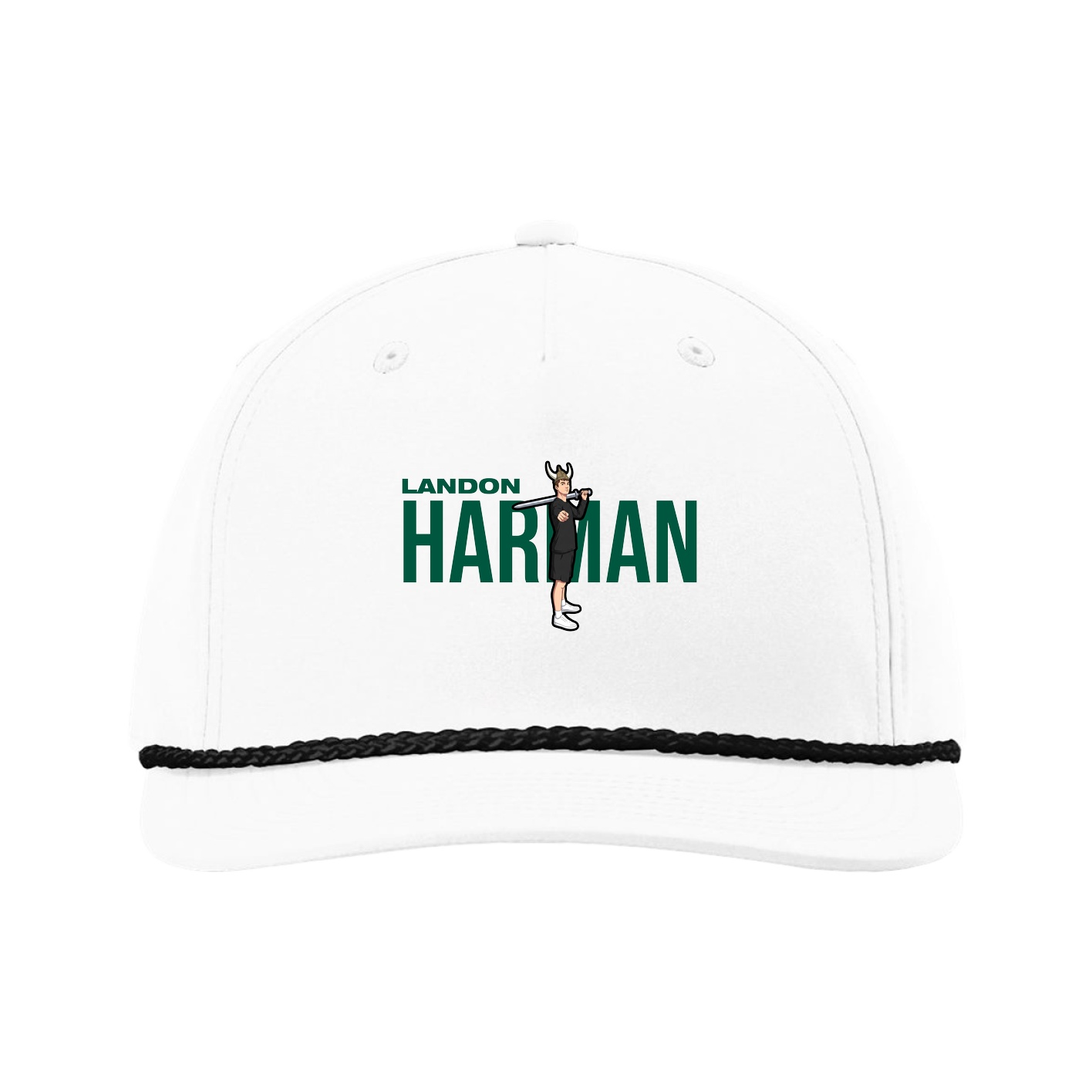 Five-Panel Classic Rope Cap — Player Name in White