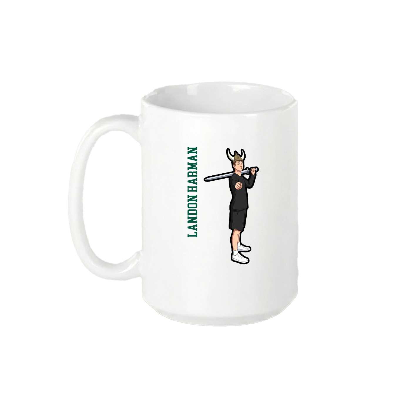 15oz Coffee Mug — Name Vertical in White