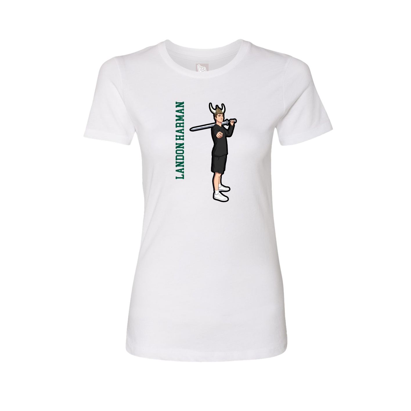 Fitted Women's Tee — Name Vertical in White
