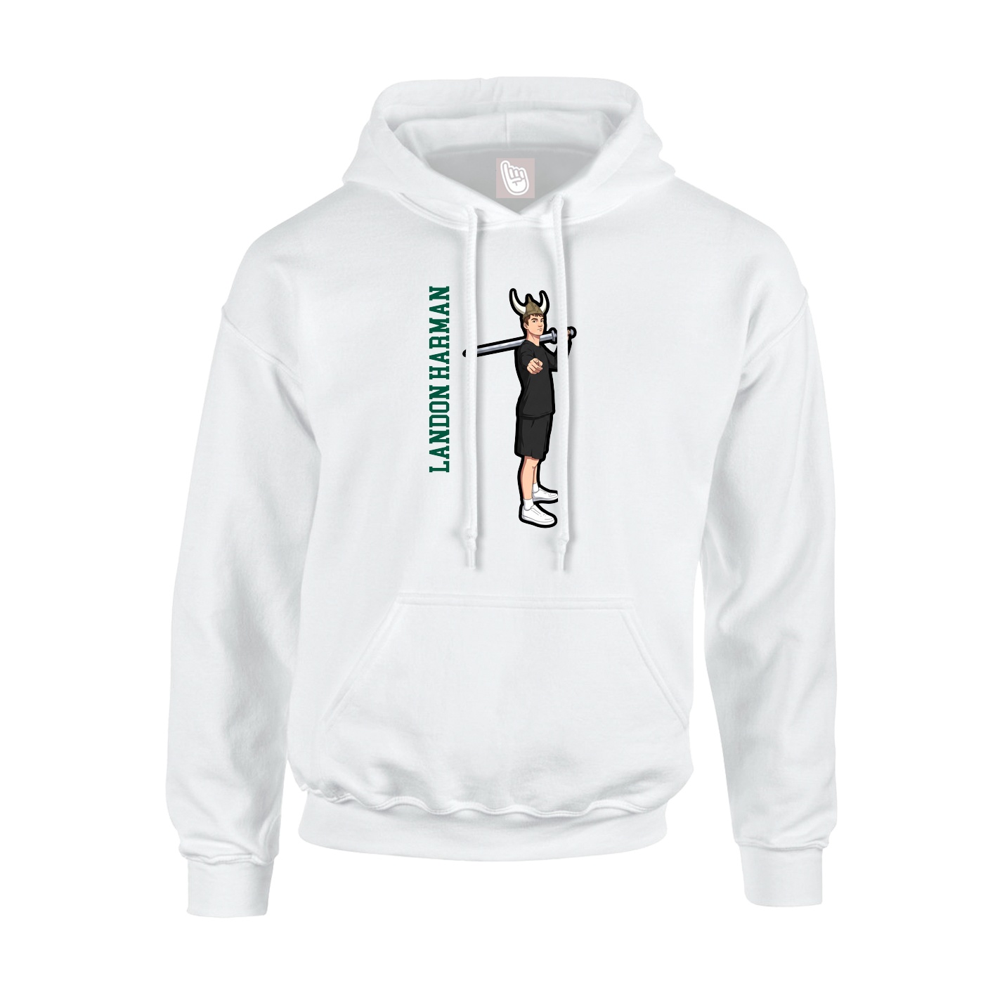 Youth Hoodie — Name Vertical in White