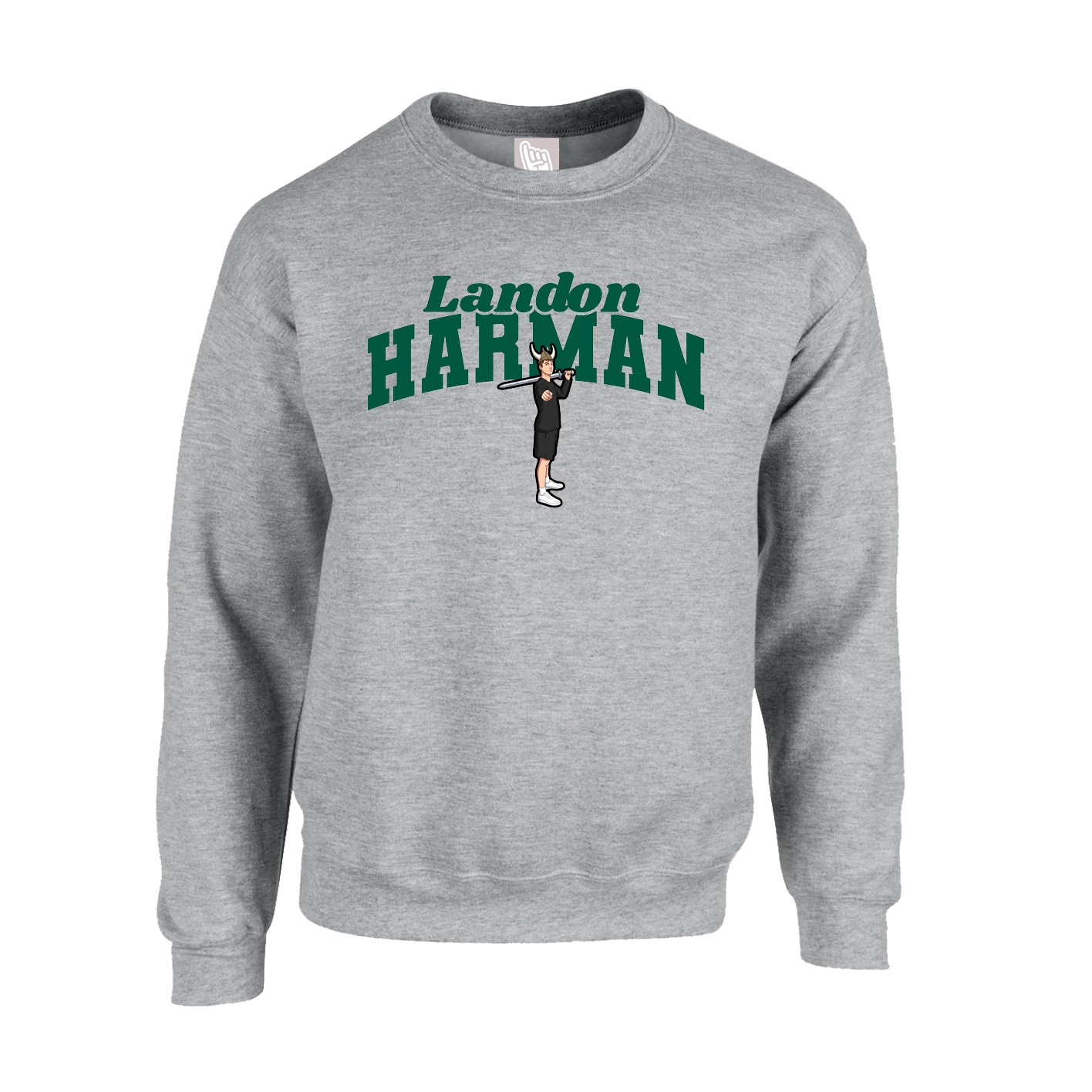 Fleece Crew — Signature Arch in Grey