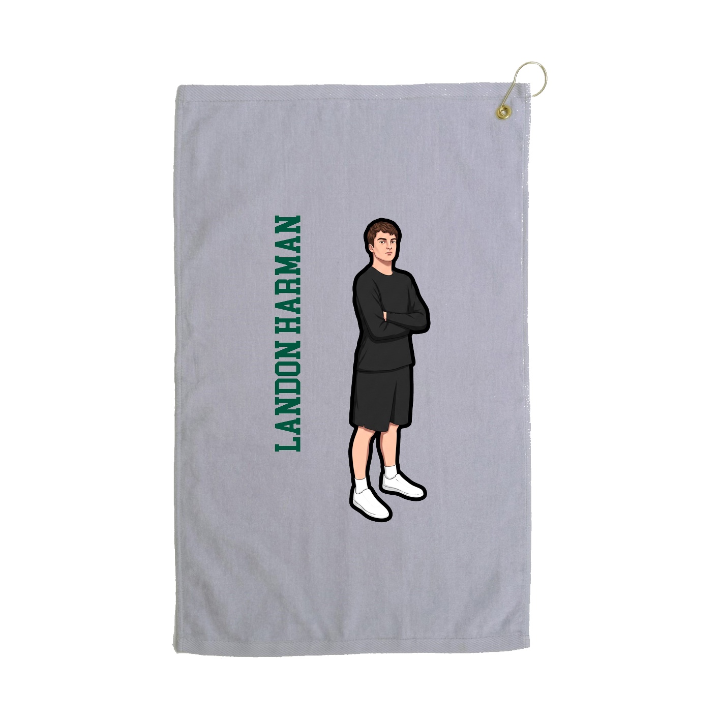 Golf Towel — Name Vertical in Grey