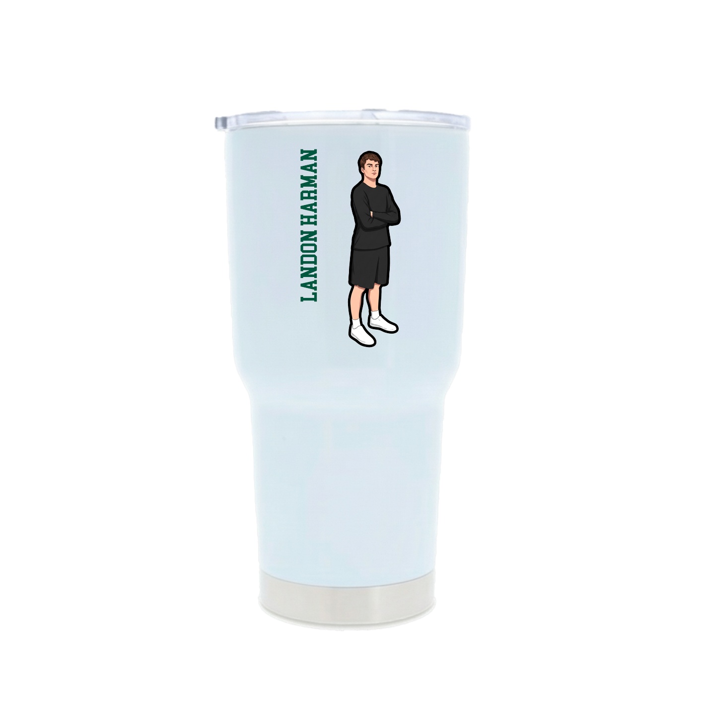 30oz Stainless Steel Tumbler — Name Vertical in White