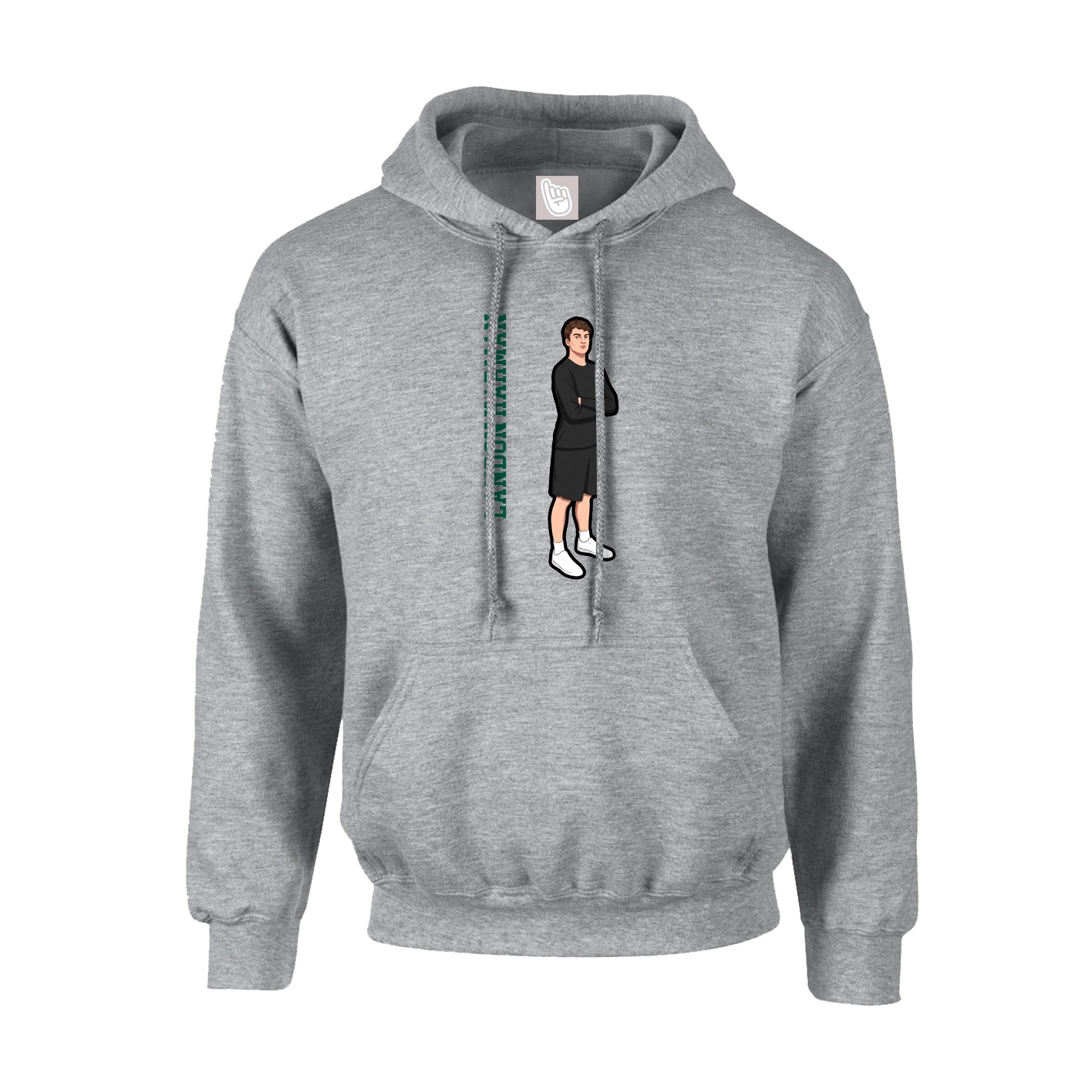 Hoodie — Name Vertical in Grey