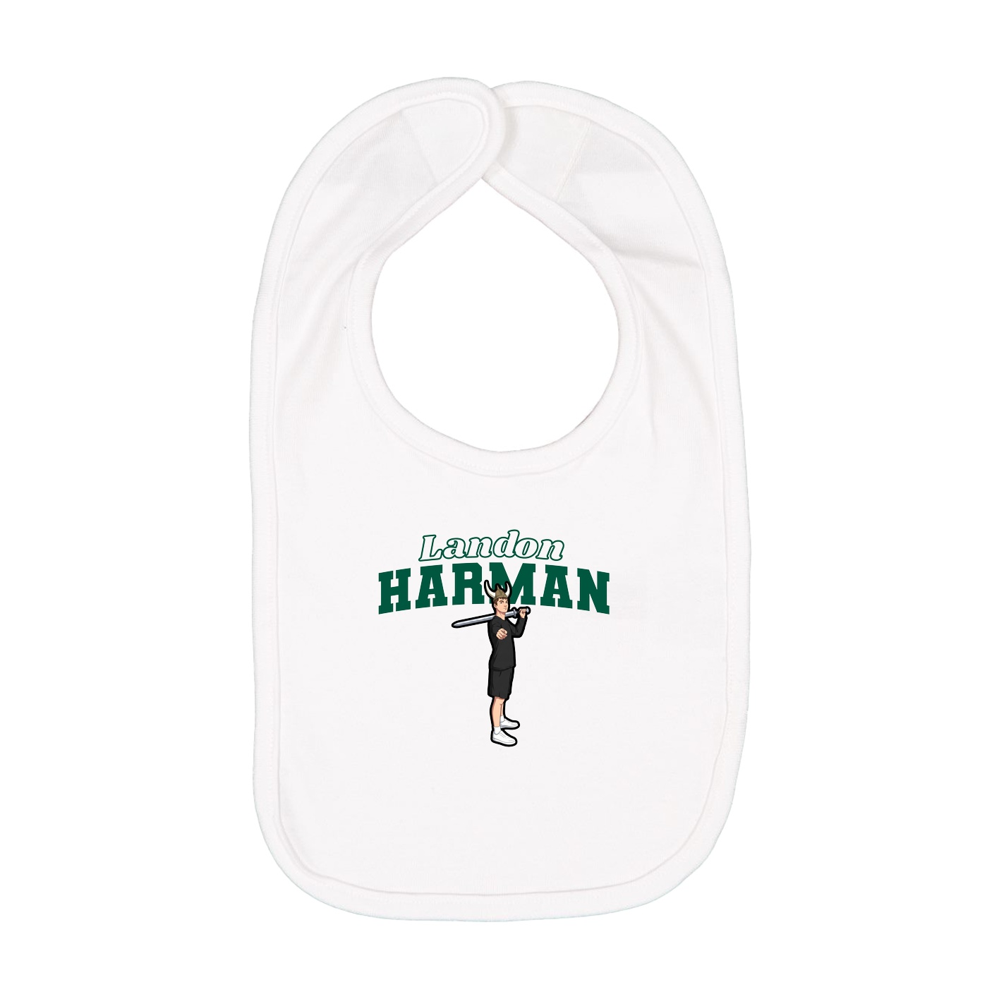 Infant Bib — Name Arch in White