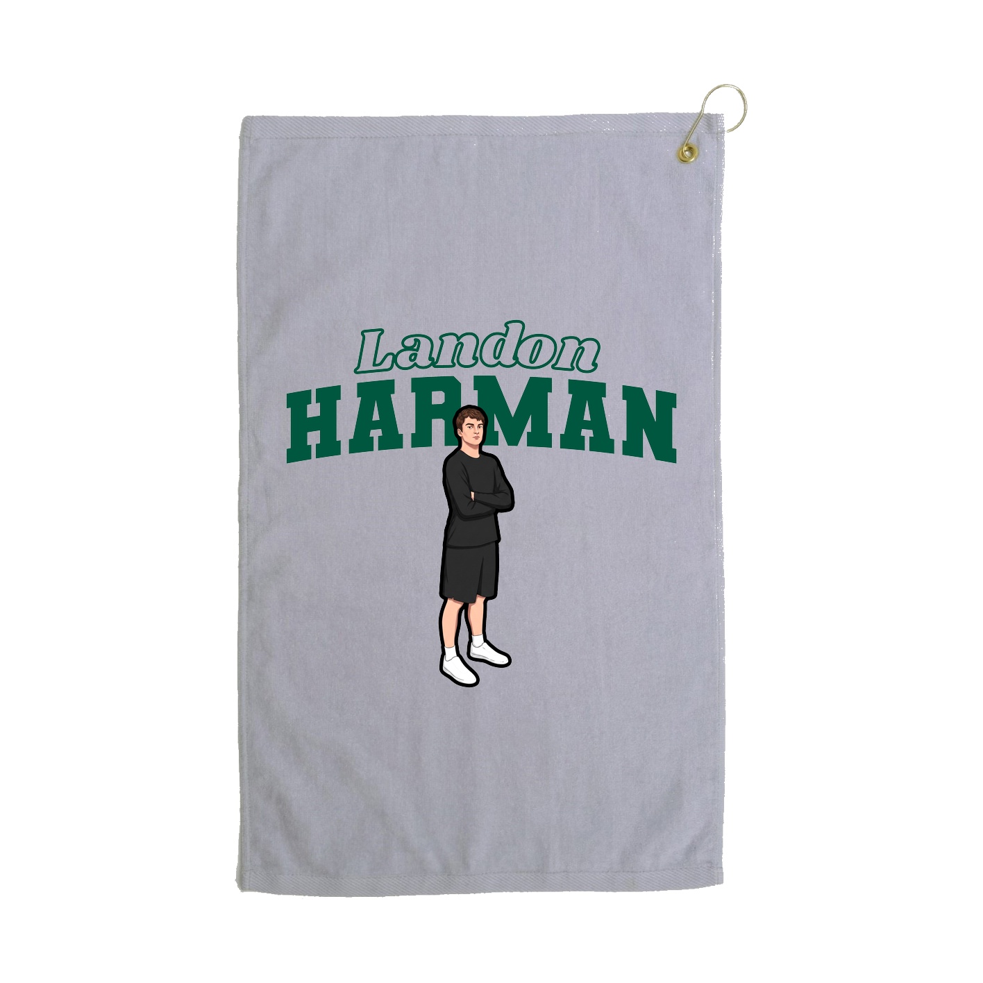 Golf Towel — Name Arch in Grey