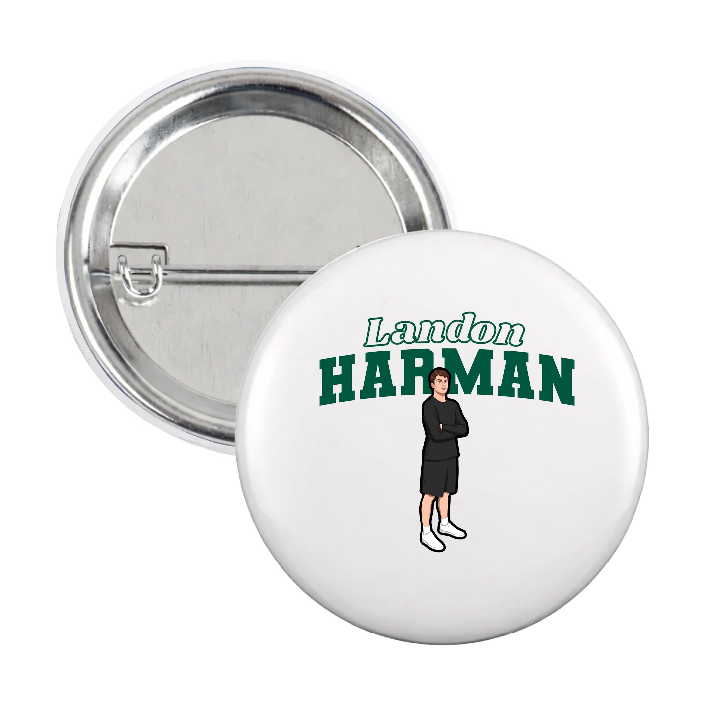 Game Day Button — Name Arch in White