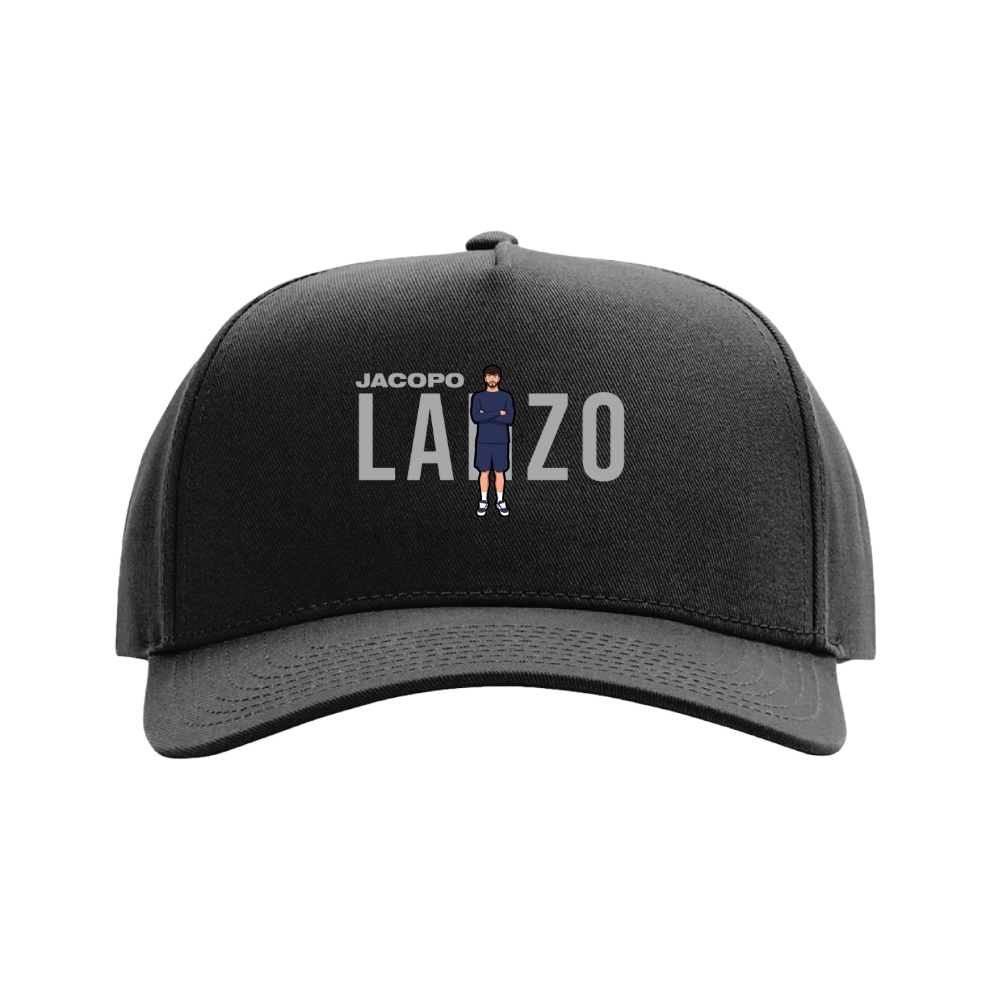 Full Fabric Five-Panel Champ Cap — Player Name in Black
